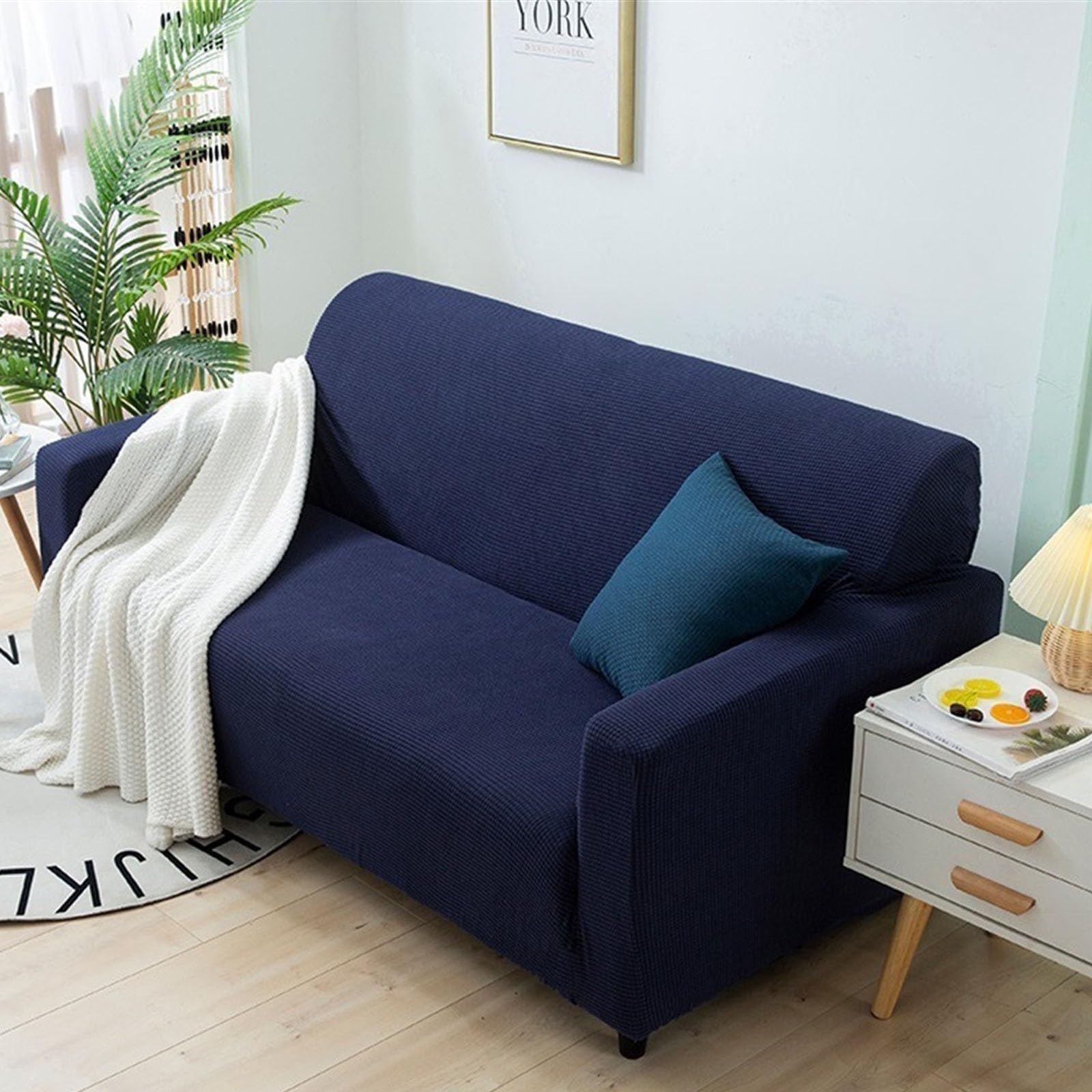 Housse de canapé élastique bleue S 90-140 cm universelle