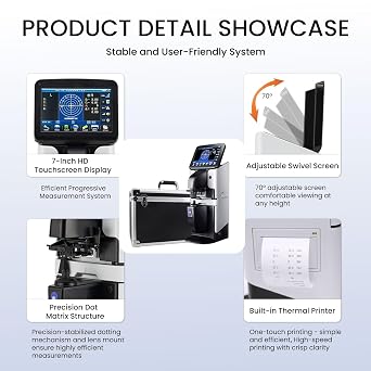 LCD Lensometer Focimeter Lens Meter 7-inch Screen Touch Screen Focimeter New Digital Auto PD UV Printer PD Meter JD-2600A