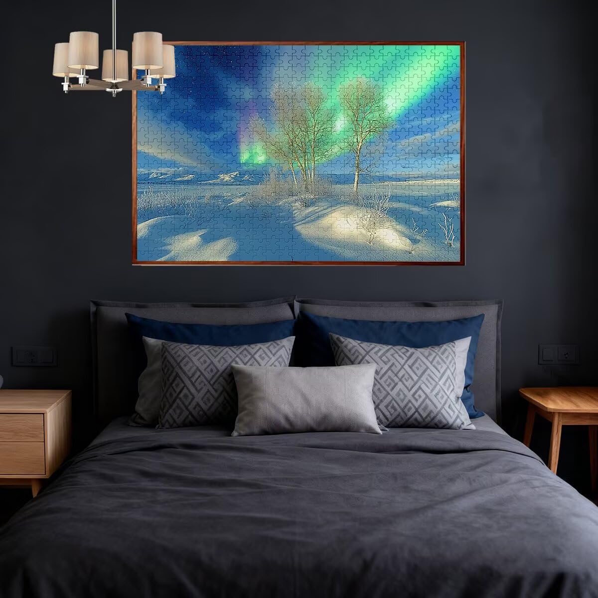 Puzzle 5000 sztuk Zima Puzzle Aurora Wymiary 156 x 105 cm Puzzle dla Dorosłych Kreatywna Rozrywka, Śmieszne Klasyczne Puzzle Zabawki Edukacyjne Oryginalne Prezenty Dla Kobiet I-51