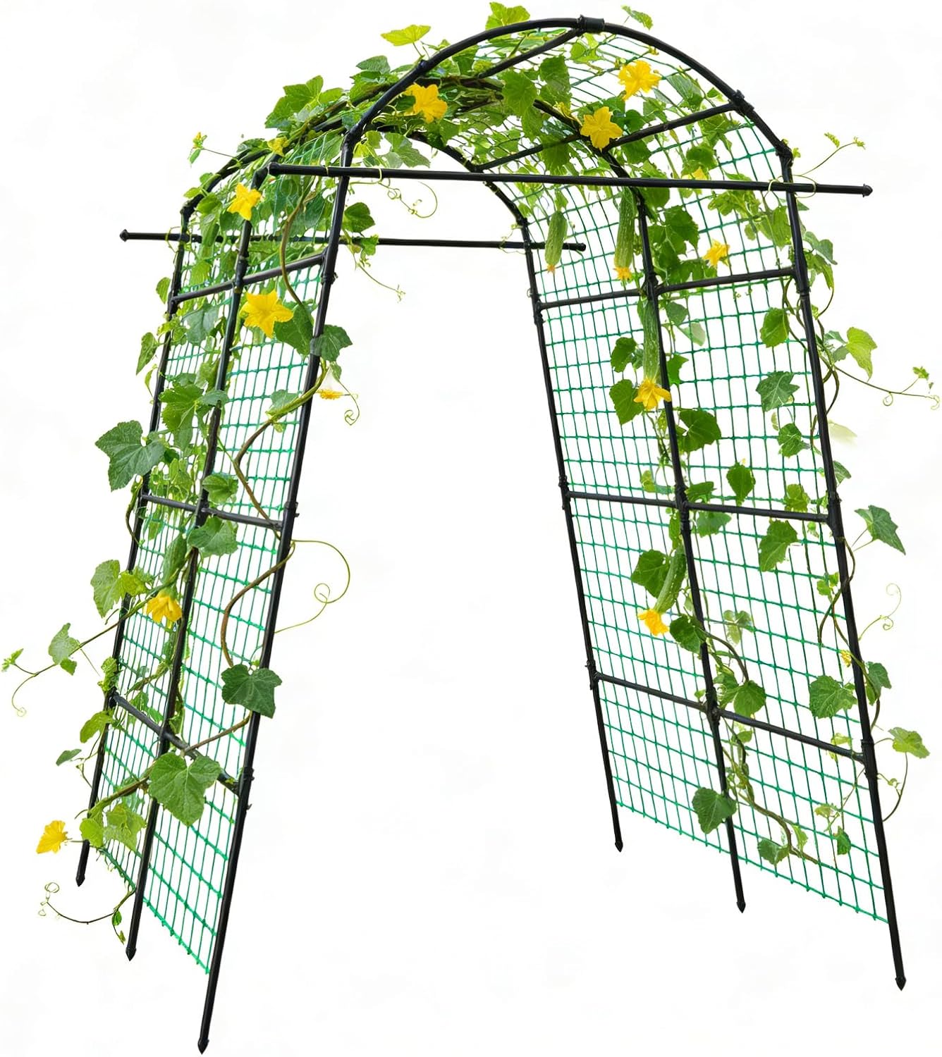 AGTEK 87in Garden Arch Trellis for Climbing Plants, Garden Arches Support Structure, Tall Metal Garden Tunnel Trellises Archway for Climbing Vine, Vegetable, Fruit, Flower, Squash Arbors