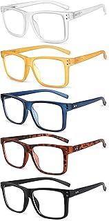 Eyekepper 5-pack Oversized Reading Glasses Square Large Frame Readers for Men and Women +2.0