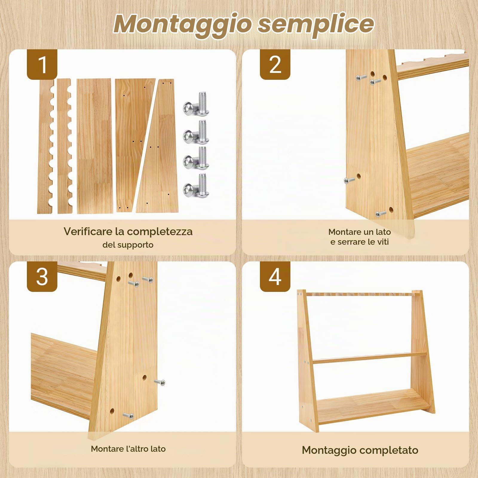 Supporto per canna da pesca in legno, per 10 canne da pesca, attrezzatura da pesca, stecche da biliardo, attrezzatura da pesca, idea regalo per uomini, pescatori, papà, 60 x 18 x 58 cm