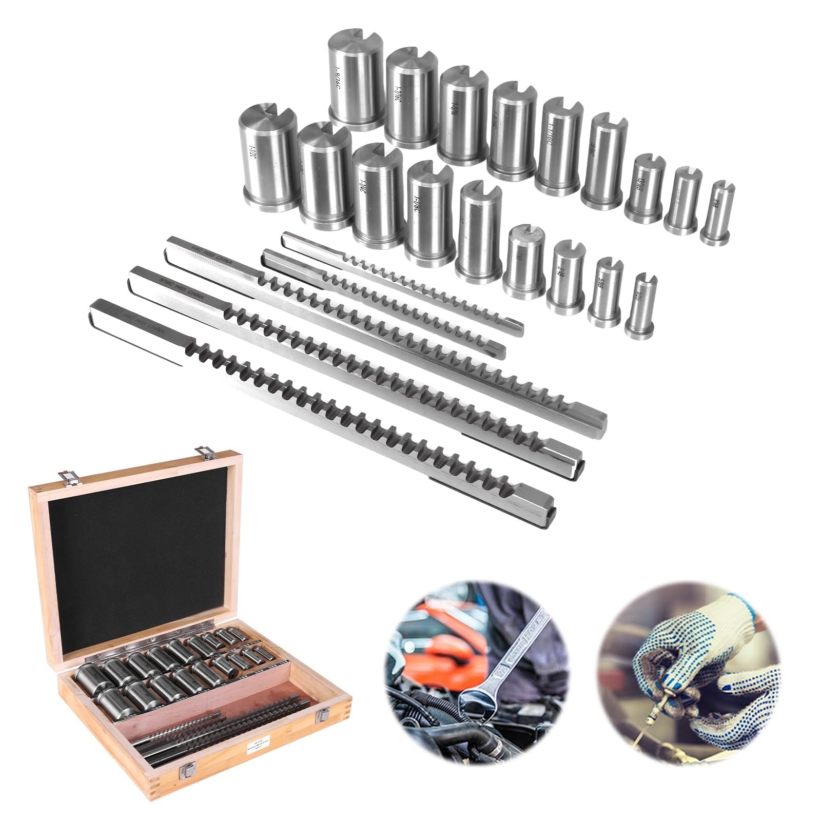 Kit di 30 brocce per chiavi e tornio, 5 brocce, 18 boccole e 7 spessori, adatto per macchinisti professionisti e appassionati di lavorazione dei metalli, kit completo