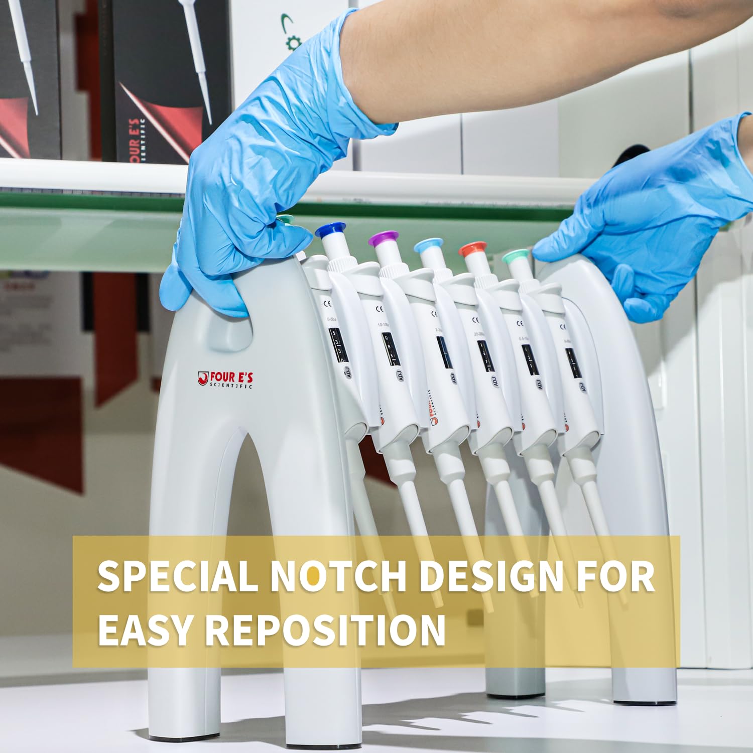 Science Lab - Estantes para pipetas - Estante para pipetas 4E's USA, soporte compacto para pipetas de 6 ranuras, estante para micropipetas de banco