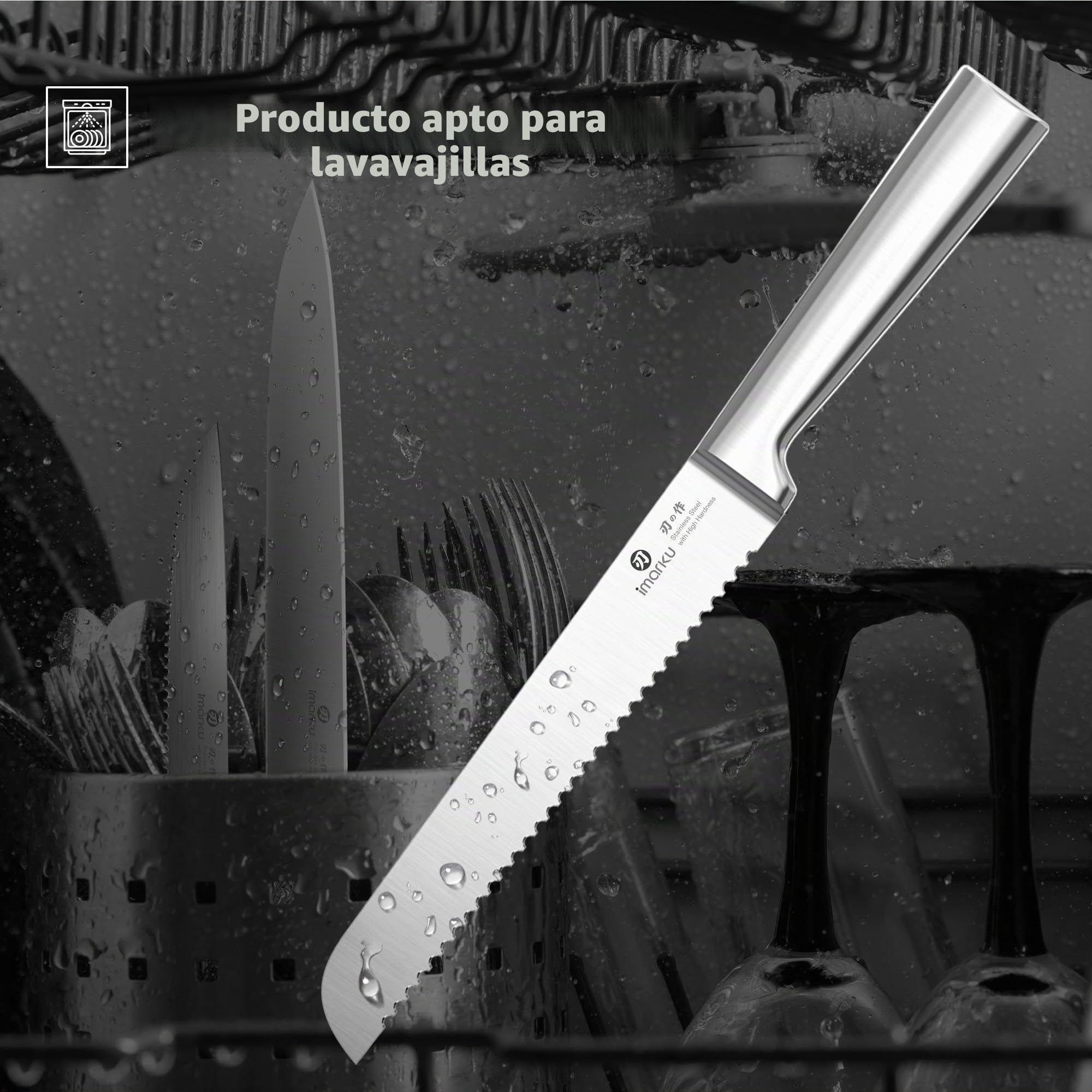 imarku Cuchillos Cocina, Juego de 15 Piezas Cuchillos Japoneses de Acero Inoxidable, Cuchillos Profesionales con Bloque, Knife Set, Duradero y Afilado