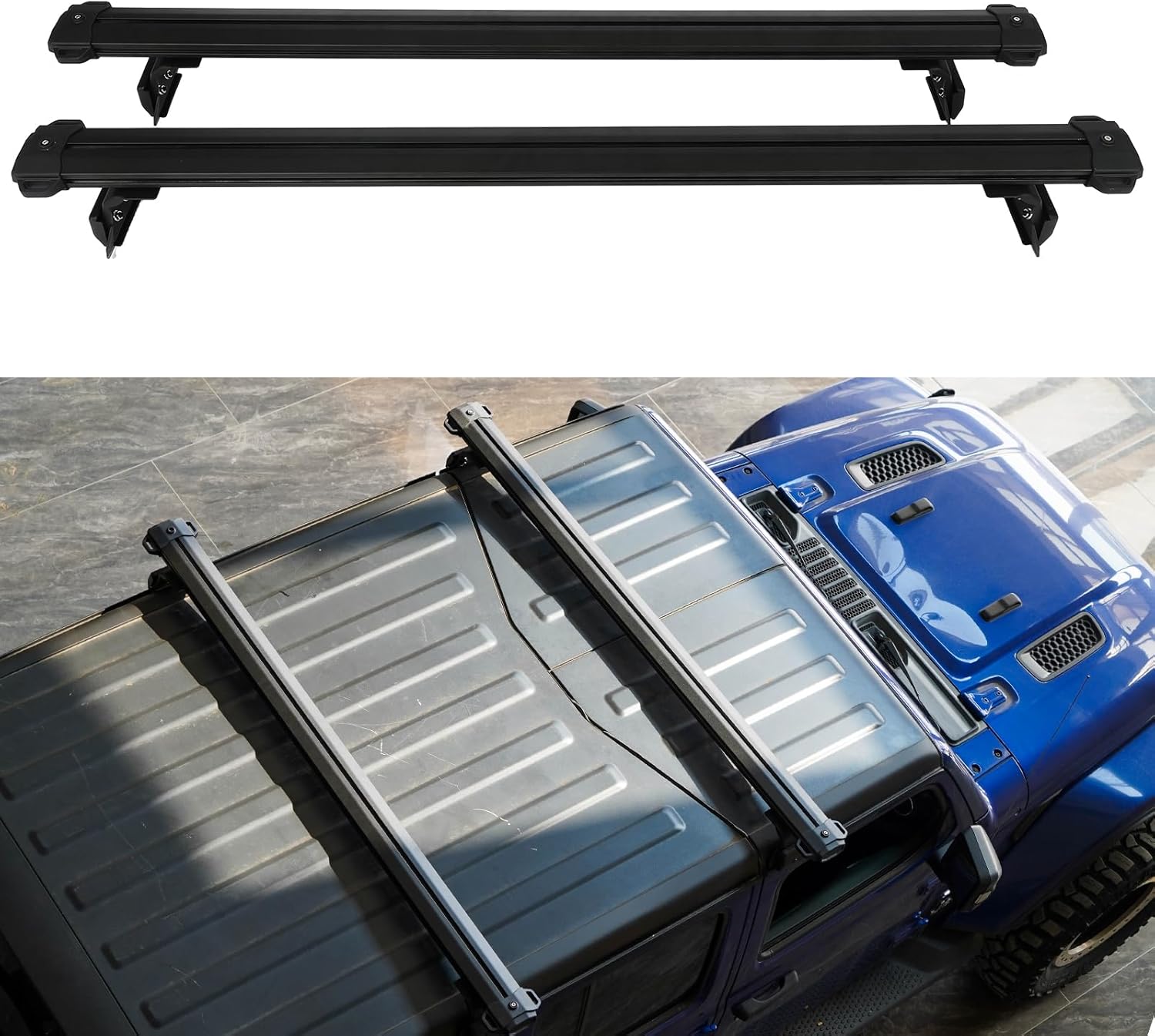 Roof Rack Cross Bars for Jeep Gladiator JT 2020-2024 / for Jeep Wrangler JK JL 2007-2024(ONLY FIT Hard Roof Top) Roof Luggage Carrier Max 440lbs Load Capacity Crossbars, Black