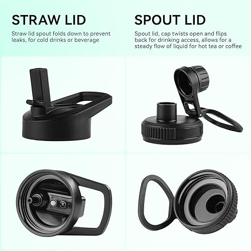 Miniatura 3 de DOMICARE Botella de agua aislada de 32 onzas a granel, botella de agua deportiva de acero inoxidable aislada al vacío con tapa de popote y tapa de