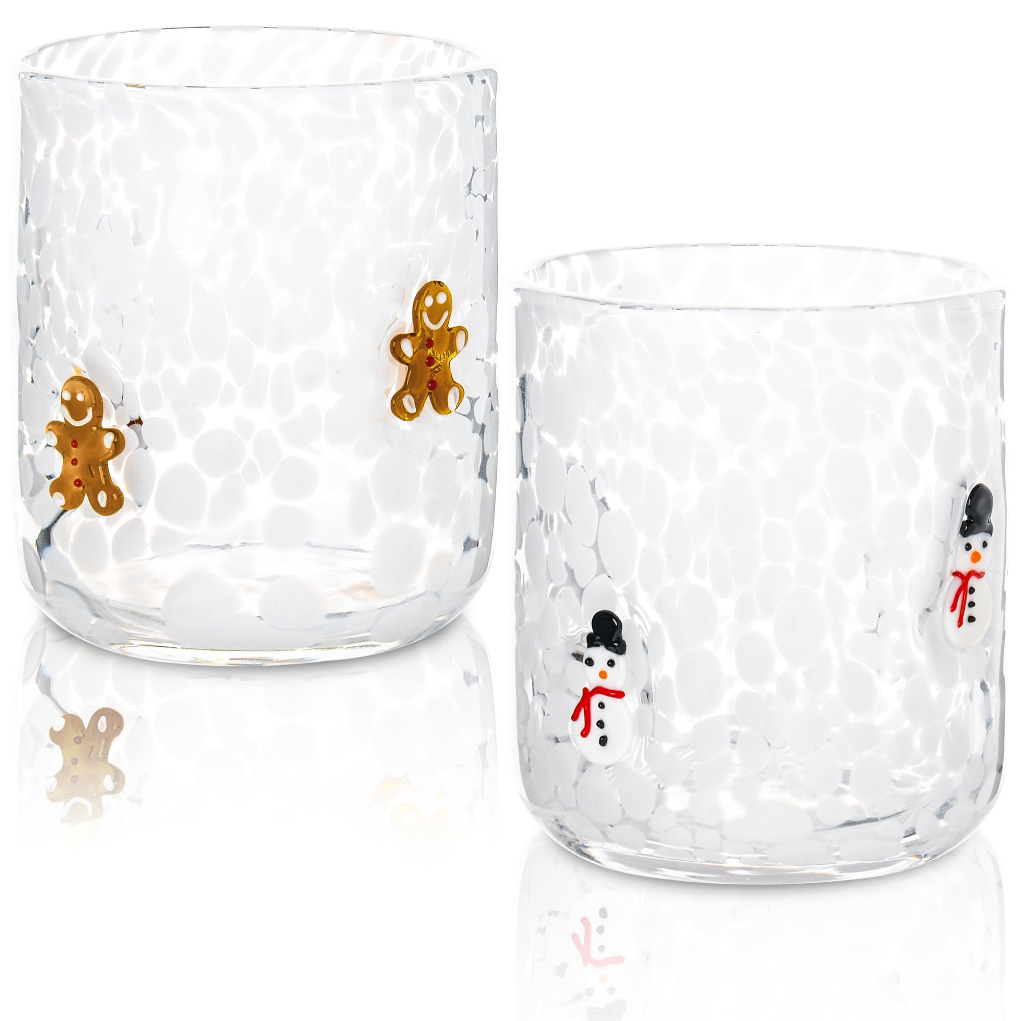 Amazon.com | 2 Pcs Christmas Icon Glass Cups Set-14 oz Gingerbread