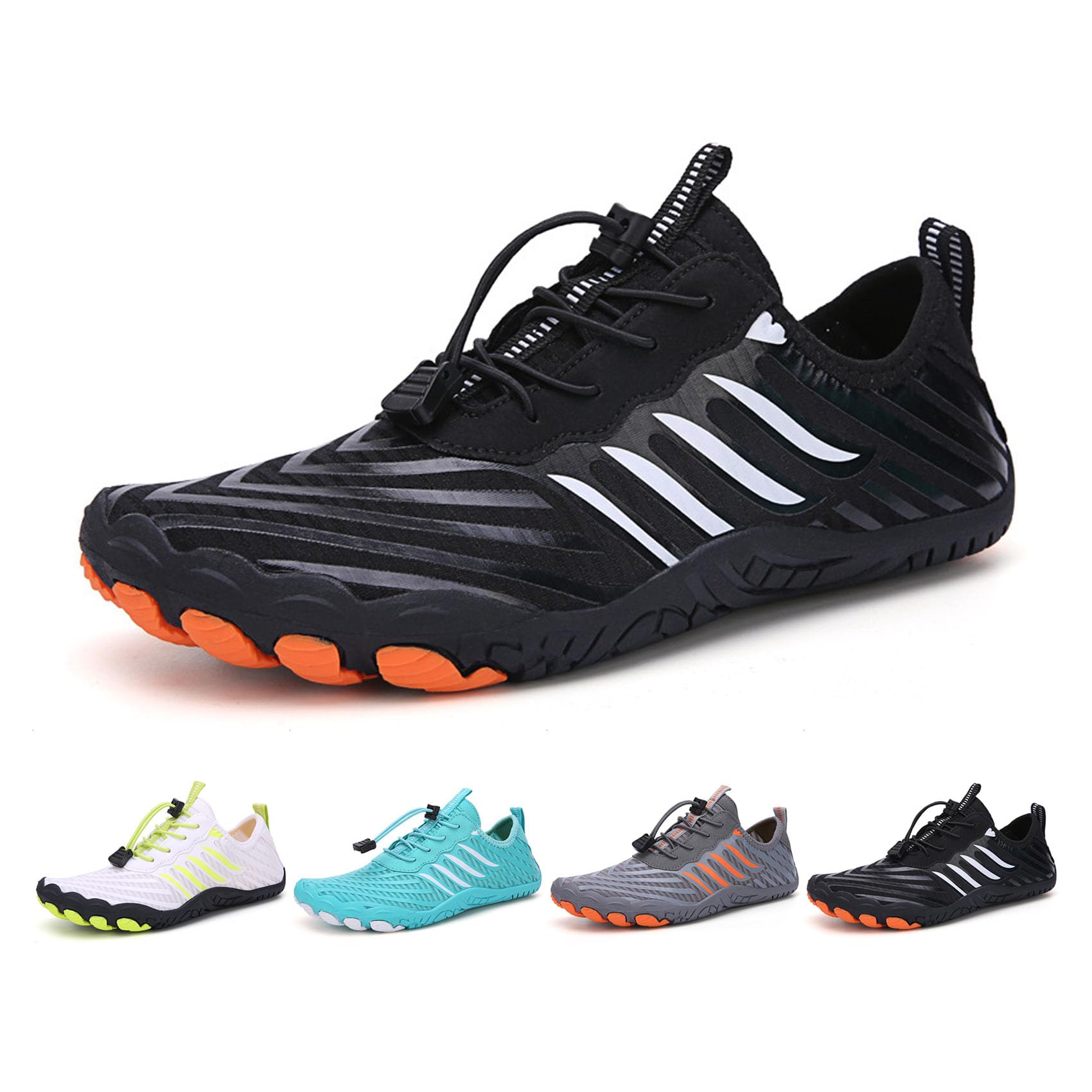 DMJHJY Hike Barefoot Shoes for Women & Men - Non-Slip, Wide Toe, Neuropathy-Friendly, Quick-Dry Water Shoes for Beach, Pool & Hiking (Black,37)