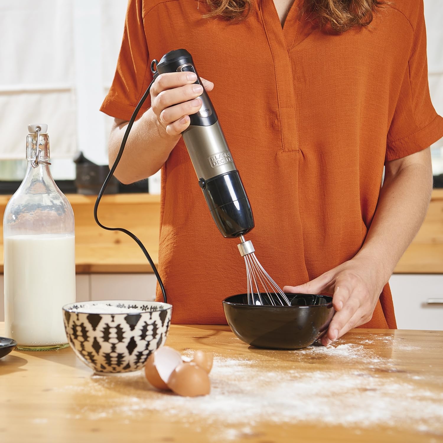 BLACK+DECKER - Frullatore a Immersione 1000W | 20 velocità + TURBO | Lame in acciaio inossidabile smontabili | Tritaghiaccio | Impugnatura ergonomica | set completo di accessori intercambiabili