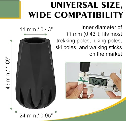Miniatura 2 de supregear Puntas de repuesto para bastón de trekkingsenderismo, protectores de extremos de goma antideslizantes para bastón, diámetro de orificio de