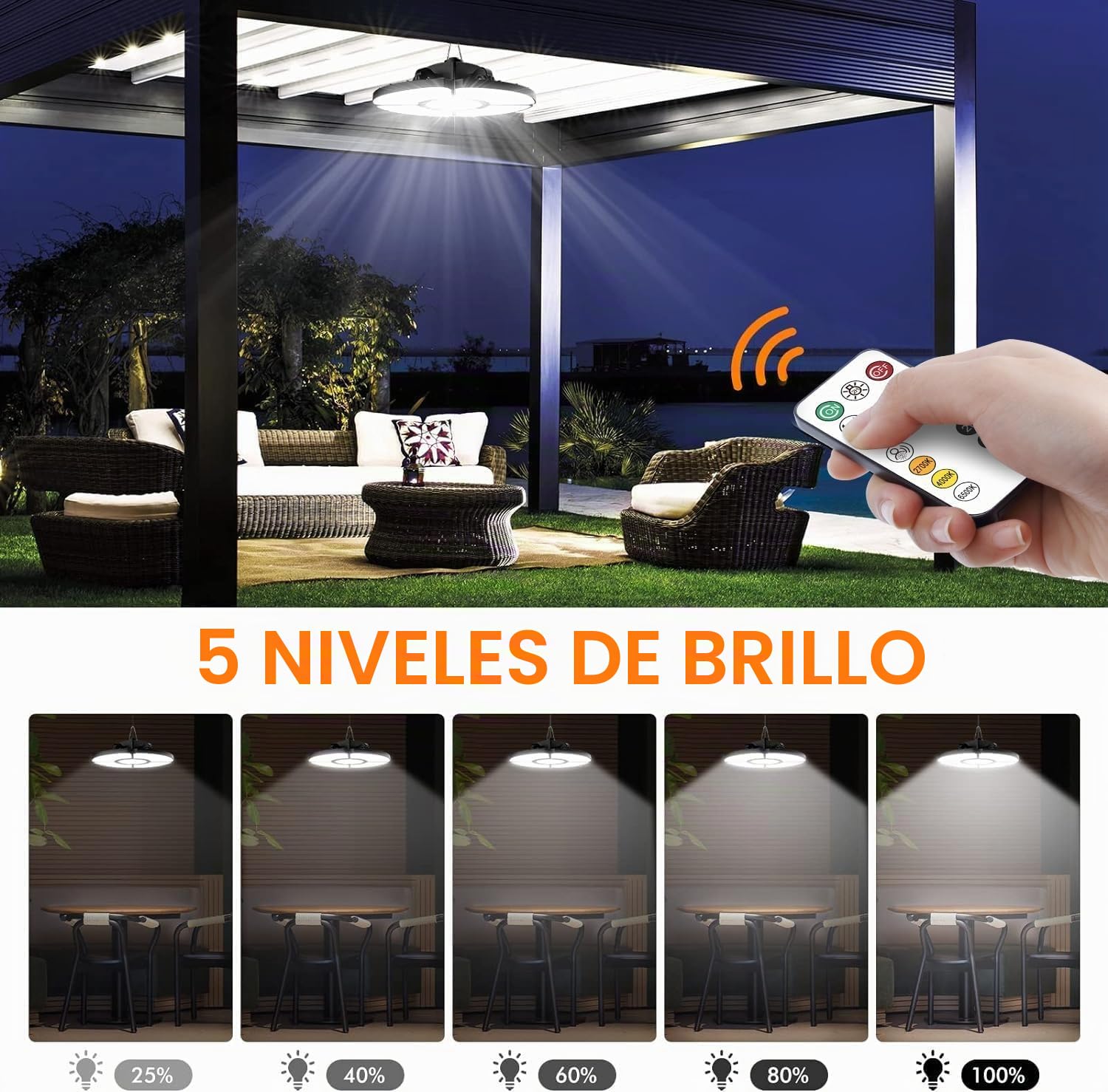 Linke Lámparas solares para exteriores, 76 LED, lámpara colgante solar, sensor de movimiento solar ajustable en 270°, lámpara con mando a distancia, 6 modos, 4 cabezales deformados, luz de seguridad