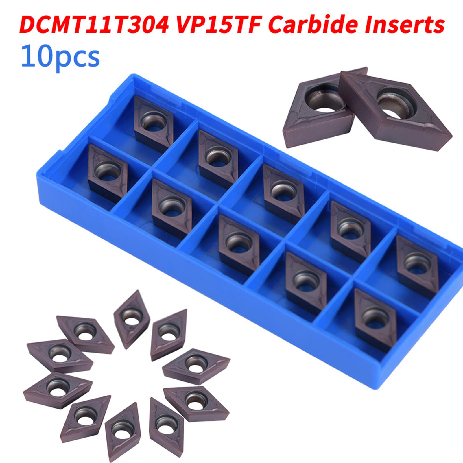 DCMT11T304 VP15TF 10 Sztuk/pudło Wkładki Z Węglików Spiekanych Ostrze, Tokarka CNC Wymienne Wkładki Tnące Ze Schowkiem Do Tokarki Uchwyt Na Narzędzia Tokarskie Wytaczadło