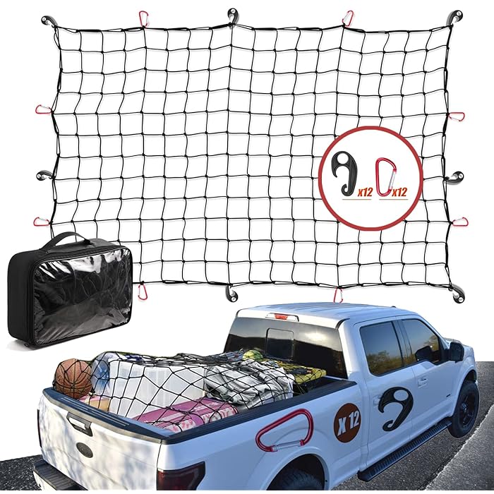 Buy Cargo Net for Pickup Truck 4' x 6' Stretches to 8' x 12' Mesh
