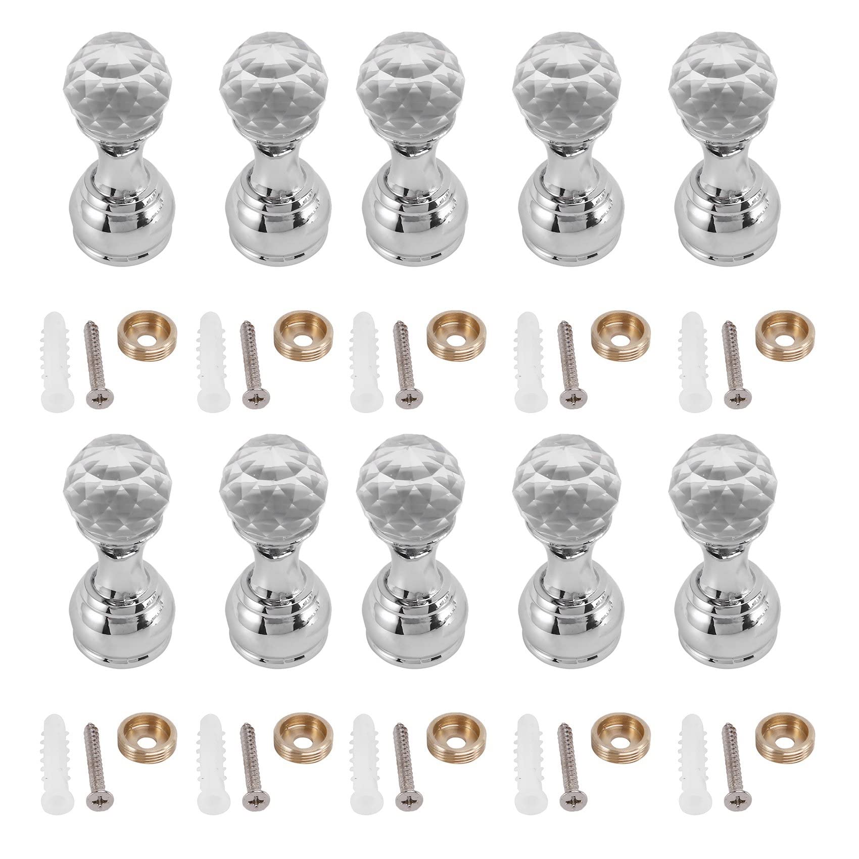 Hndhbfgrt 10Pc Crystal Decorative Wall Hooks Towel Hook Brass Coat Hook Hangers Wall Mounted Robe Hook Bathroom Accessories