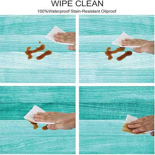 Miniatura 8 de Mantel auxiliar redondo azul oscuro, tablones de madera, tablero de imagen con textura, pared de suelo, vida rústica, adecuado para sala de estar,