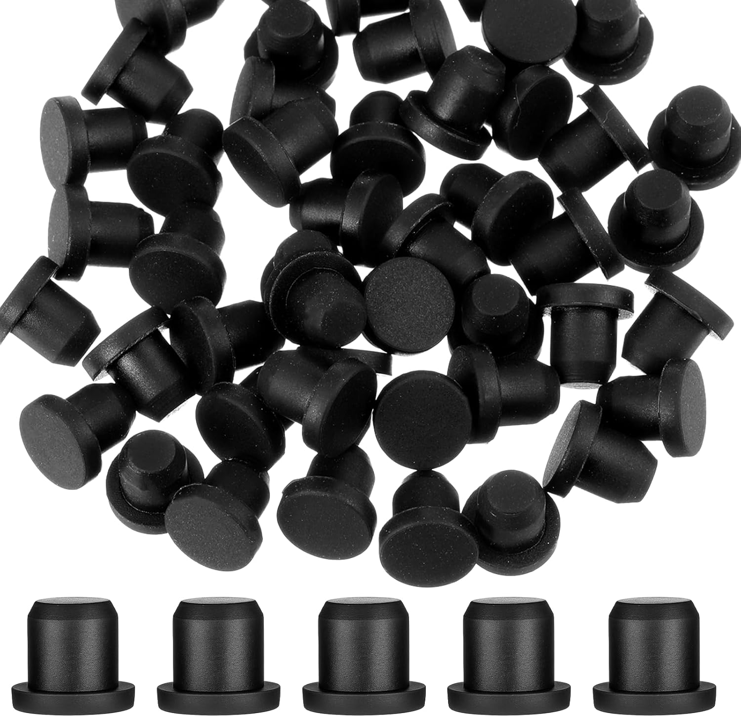 50 PCS 1/4” Stopper Rubber Stopper for 1/4" Rubber Hole Plug Silicone Plugs for Round Holes Waterproof Silicone Plug for Bottles Bumper