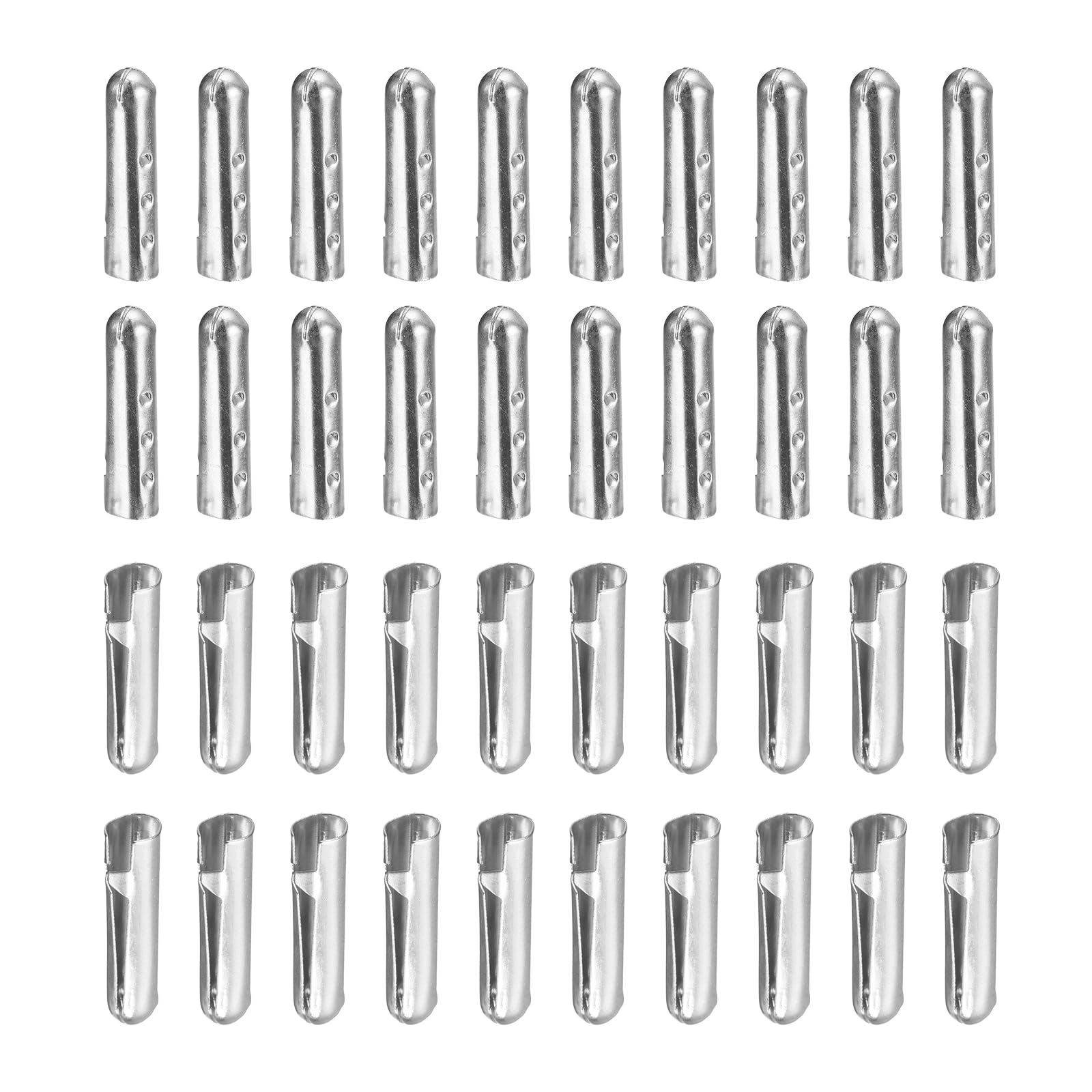 DTGN 4.5x20mm Metal Shoelace Tips - 40Pack - Good for Beach Pants Sneakers DIY - Brass Open Mouth Shoes Lace End Caps Replacement Cord End Tips - White