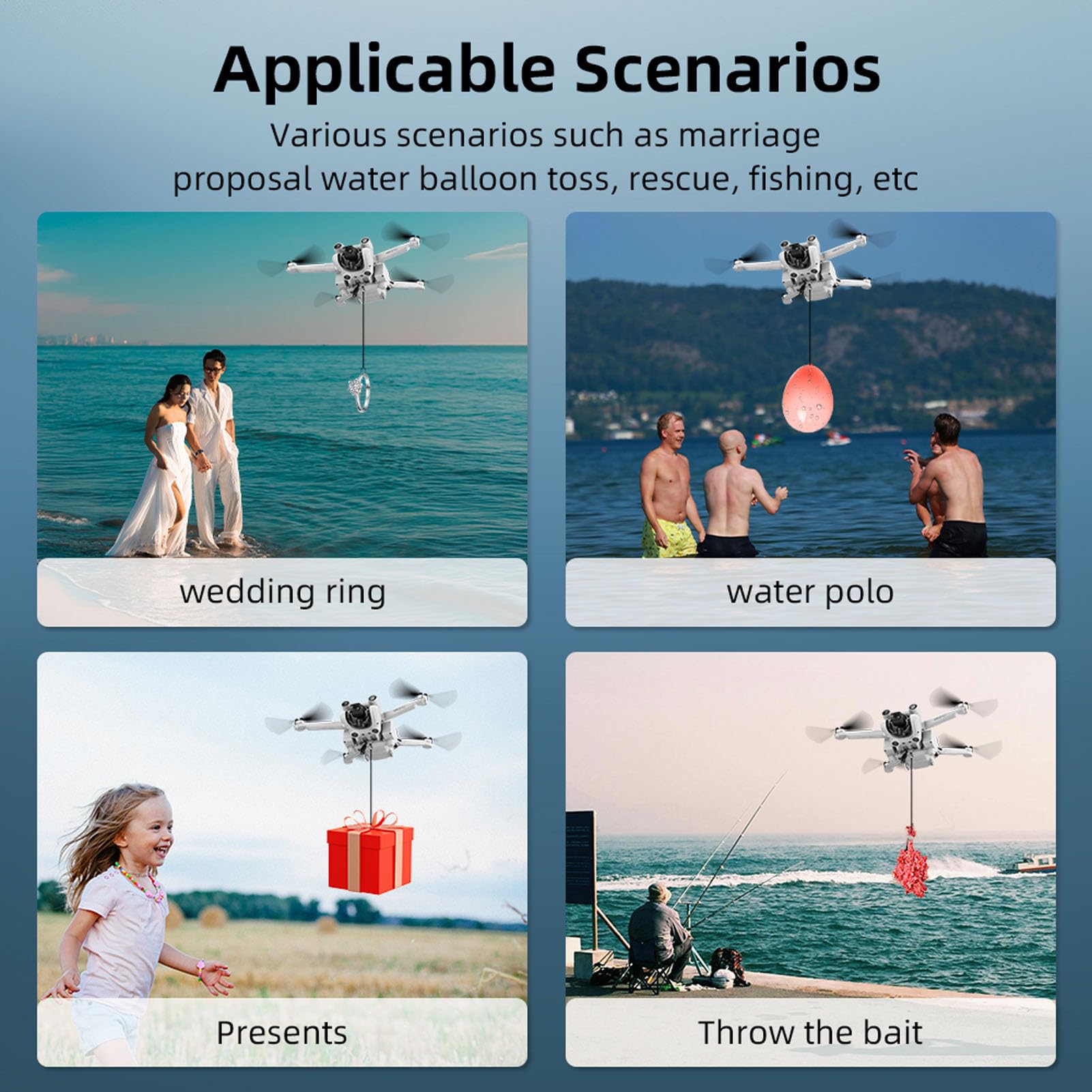 system di Aeridrop Drone, Dispositivo di Trasporto di Consegna di Droni per Mini 3 Pro per Mini 3 Gamma 500 M, per lo Strumento di Salvataggio di Ricerca 'esca da Pesca per