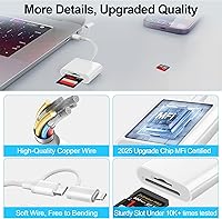Vista 6 de Lector de tarjetas SD para iPhone, iPad Mac, USB C y Lightning Dual Connector Adaptador de cámara digital para iPhone, adaptador de tarjeta SD