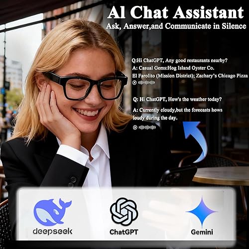 Vista 3 de Lentes inteligentes AI para hombres y mujeres con tecnología ChatGPT- traducción de 164 idiomas, lente de cambio de color con protección UV y luz