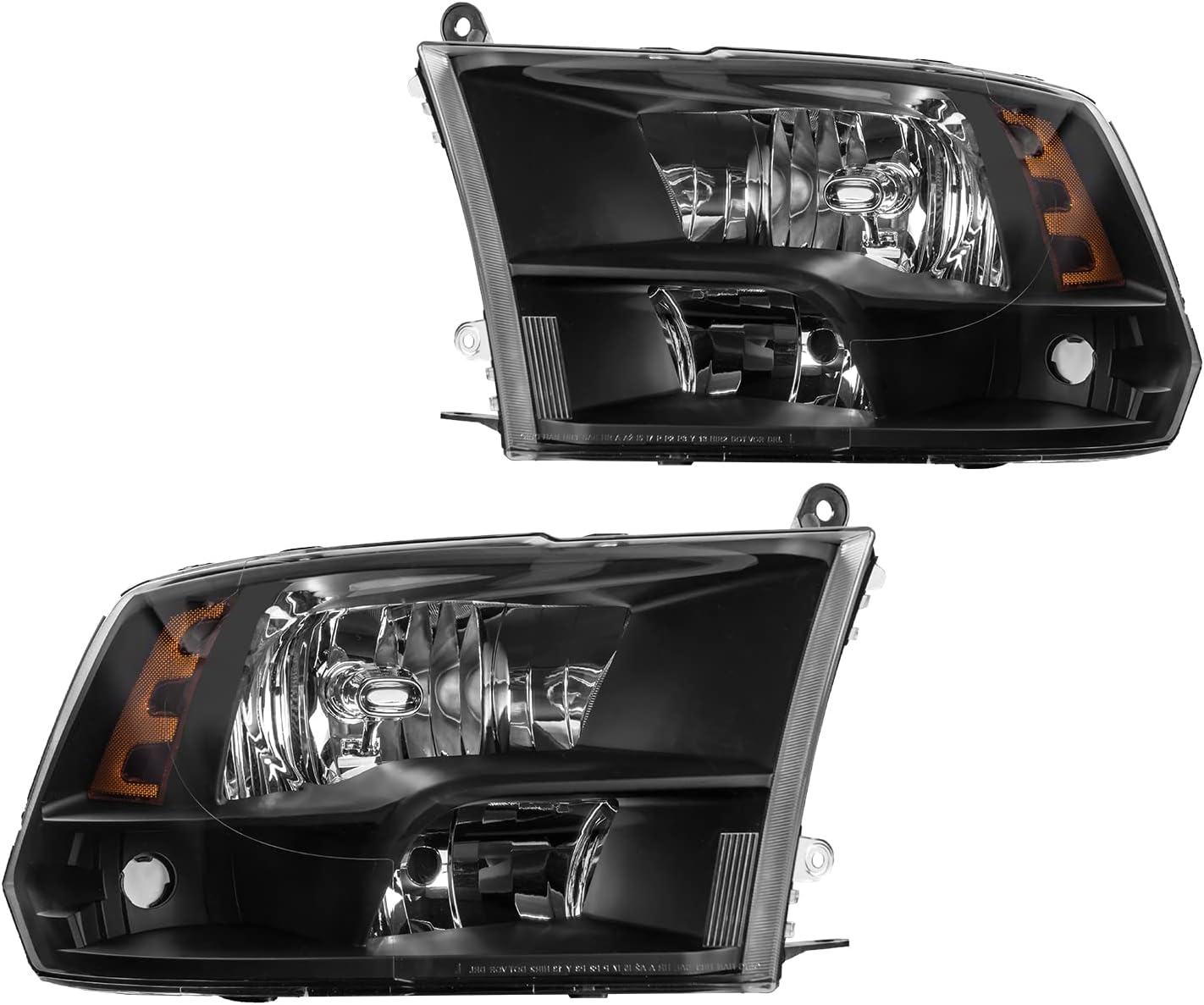 KAX Ram Headlight Housing from, Replacement Headlight Assembly for 2009-2010 Ram 1500/2500/3500, 2011-2012 Ram 1500/2500/3500 Chrome Housing Smoke Lens Driver & Passenger Side