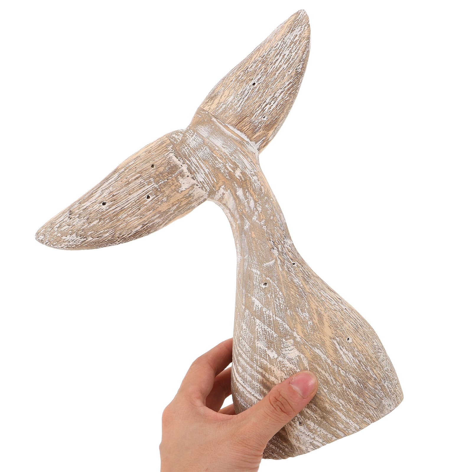 Estatua de Ballena Pequeña de Madera Maciza Rústica Adorno Náutico para Decoración Temática de Playa Figura Decorativa Costera para Estantes y Hogar Obsequio Adecuado para Casa