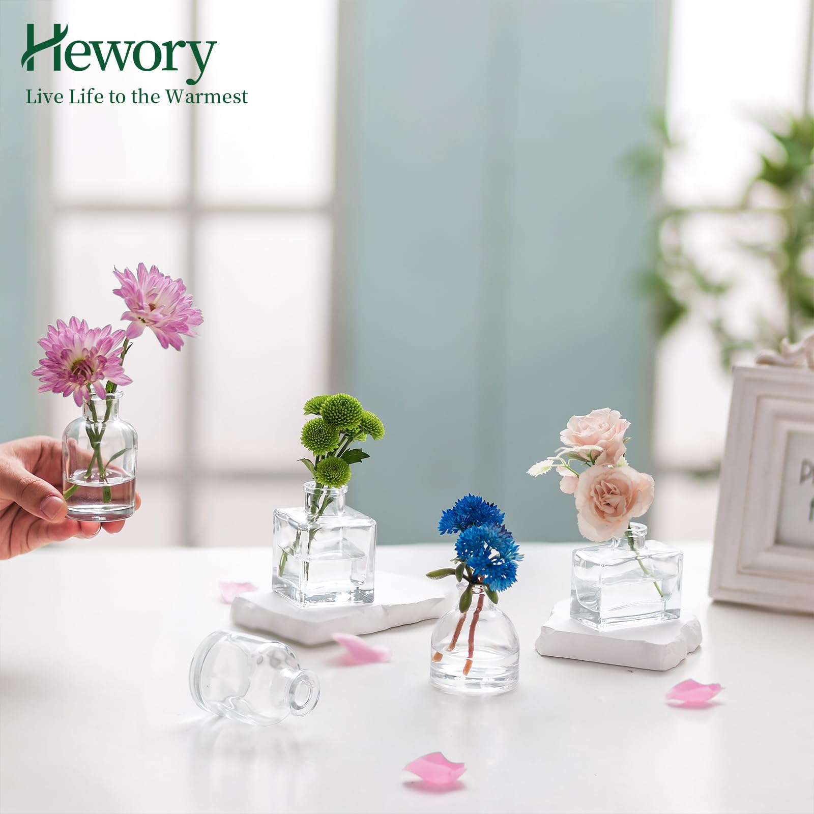 Hewory Mini Vase Transparent Verre: 20pièces Petit Vase Decoratif Design Soliflore en Verre pour Decoration Mariage Maison