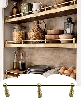 Adjustable 8-47in Cabinet Shelf Guard Rail Set - Solid Brass Tipping Gallery Rails with 2 Spindles, 2-Pack Detachable Railing for Safe Organization & Stylish Decor