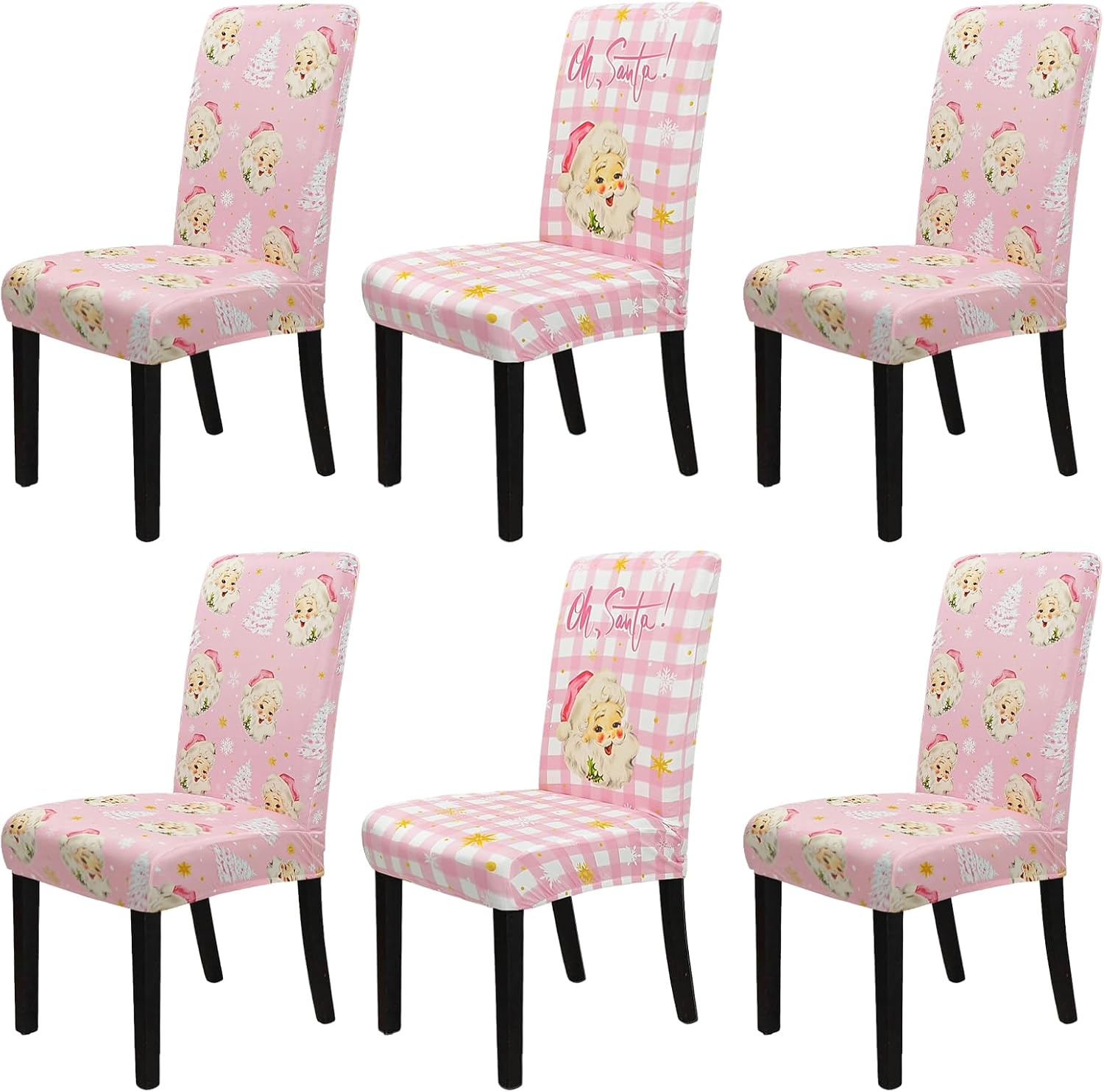 Christmas Chair Cover Set of 6 Gingerbread Winter Dining Room Slipcovers Stretch Parsons Chair Seat Protectors Xmas Holiday Decor-6PCS