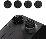 PlayVital Thumb Grip Caps for Steam Deck LCD & OLED, Silicone Thumbsticks Grips Joystick Caps for Steam Deck Accessories - Diamond Grain & Crack Bomb Design Black