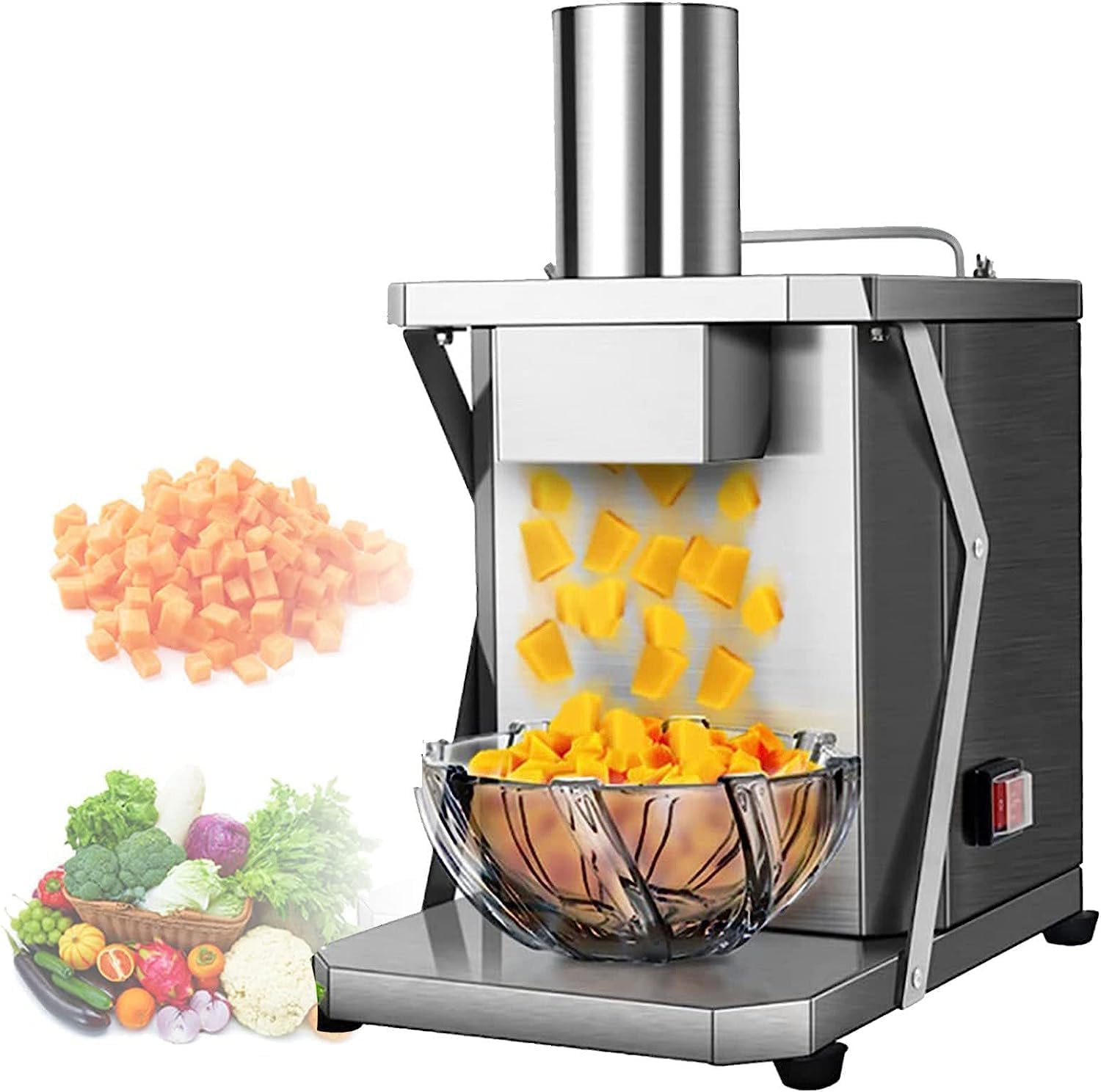 Dicador eléctrico de alimentos, picador automático de verduras de 200 W con 5 cuchillas, cortador multifuncional de patatas y cebollas para uso doméstico y comercial
