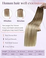 Vista 79 de LaaVoo Extensiones de cabello humano real para coser, extensiones de cabello humano de doble trama, color negro azabache, 18 pulgadas, 3.53 onzas