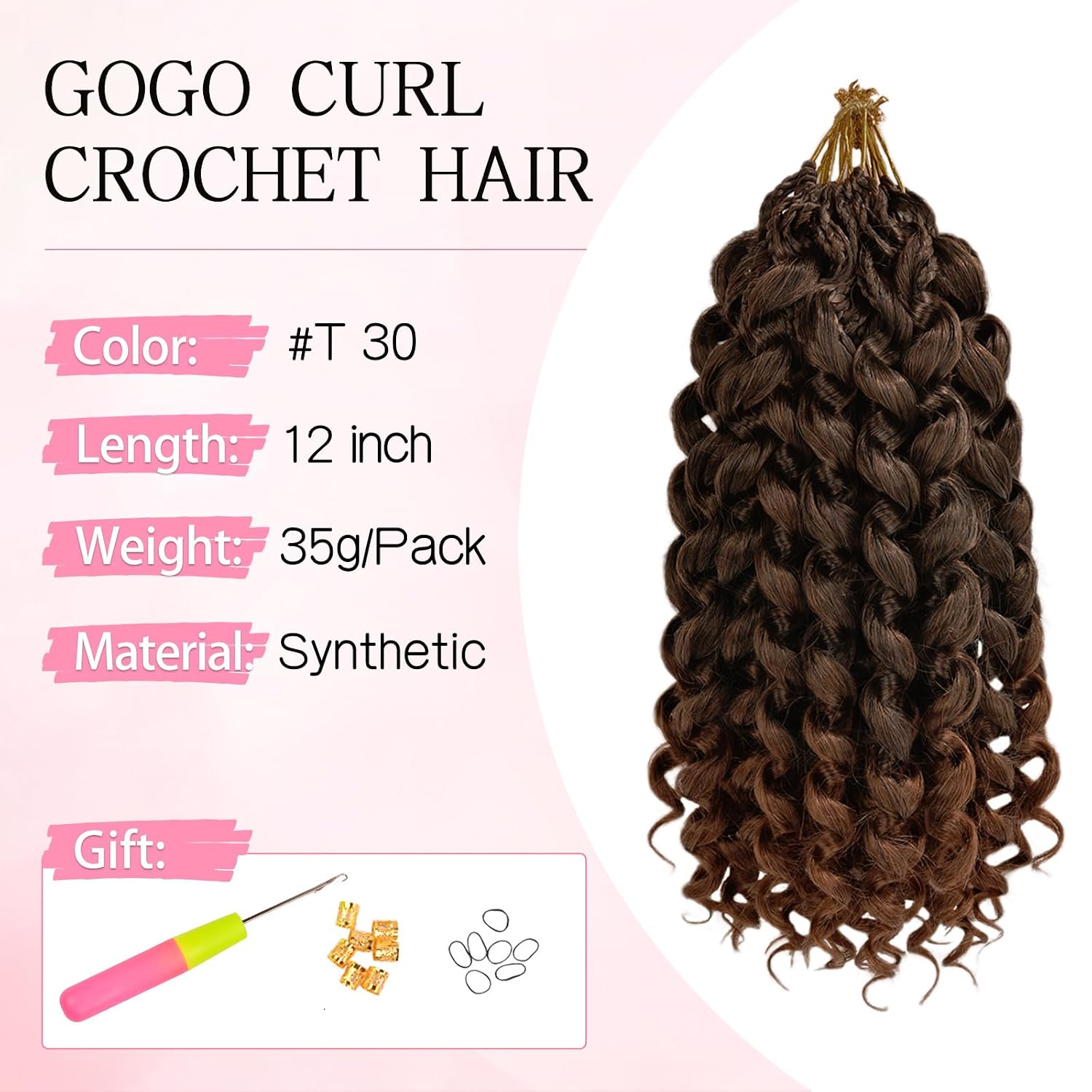 8 Packs GoGo Curl Crochet hair Curly Crochet Hair for Women Water Wave Braiding hair,Synthetic Crochet Braid Deep Wave Crochet hair Extensions (12inch,T30)