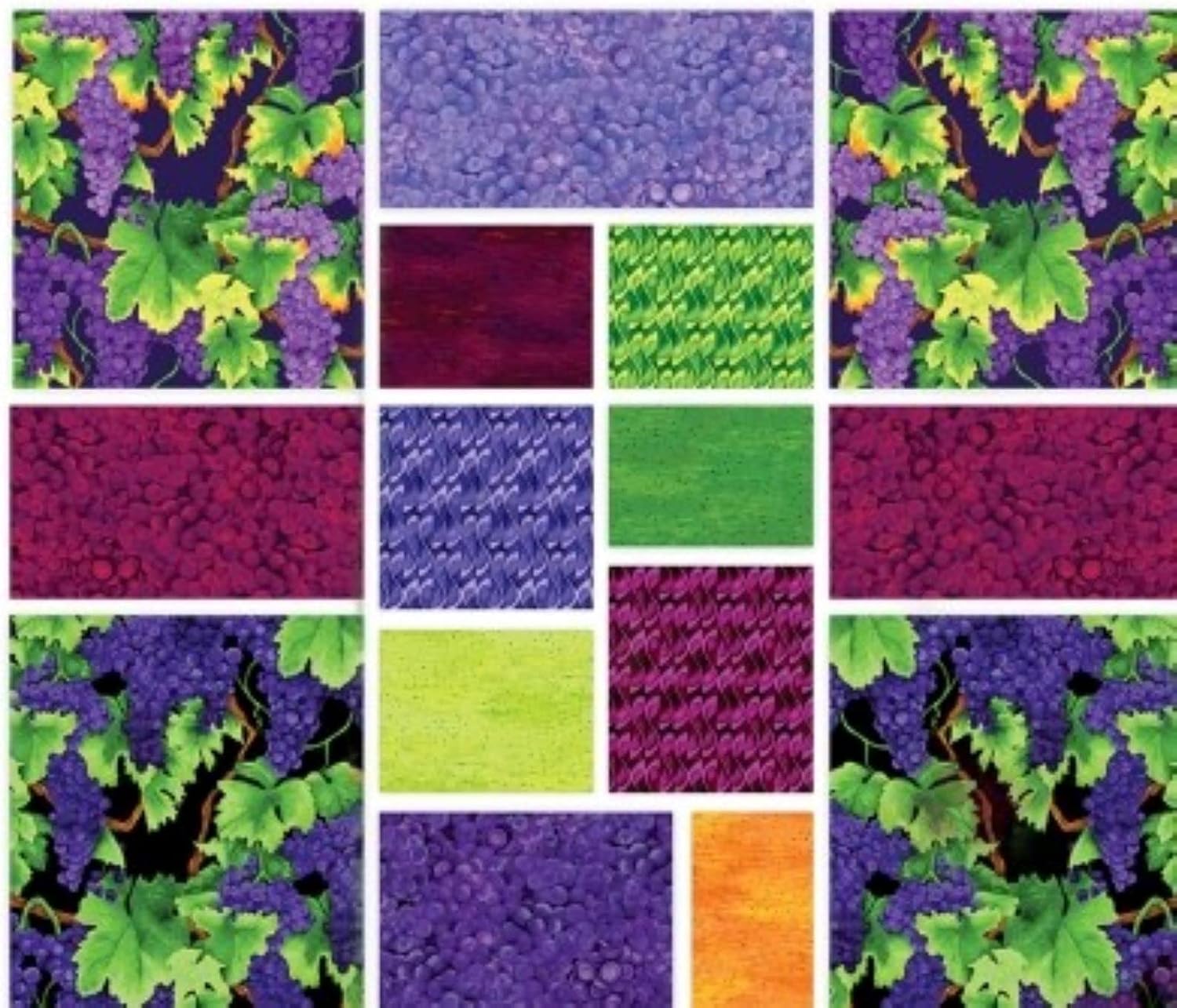 Clothworks Vineyard FQ0340 Fat Quarter Bundle - 13 pcs Includes Panel