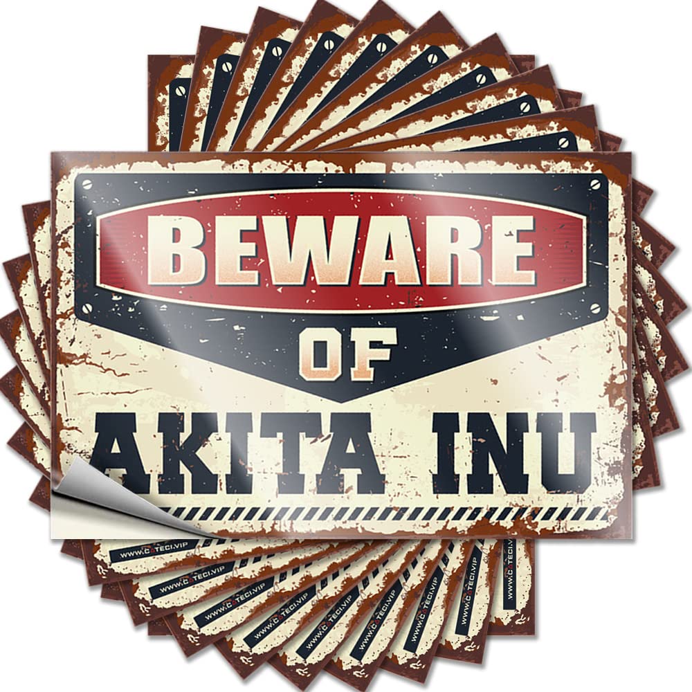 Music Decor Tattoos Door | Beware of Akita Inu Punk Military Sticker Pack(12X18CM)