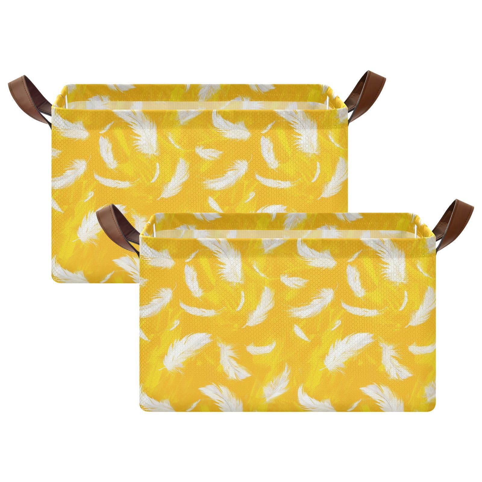 KLL Cestini cubici pieghevoli bianchi con manici grandi organizer decorativi per vestiti e stoccaggio, confezione da 2 organizadores de ropa para closet