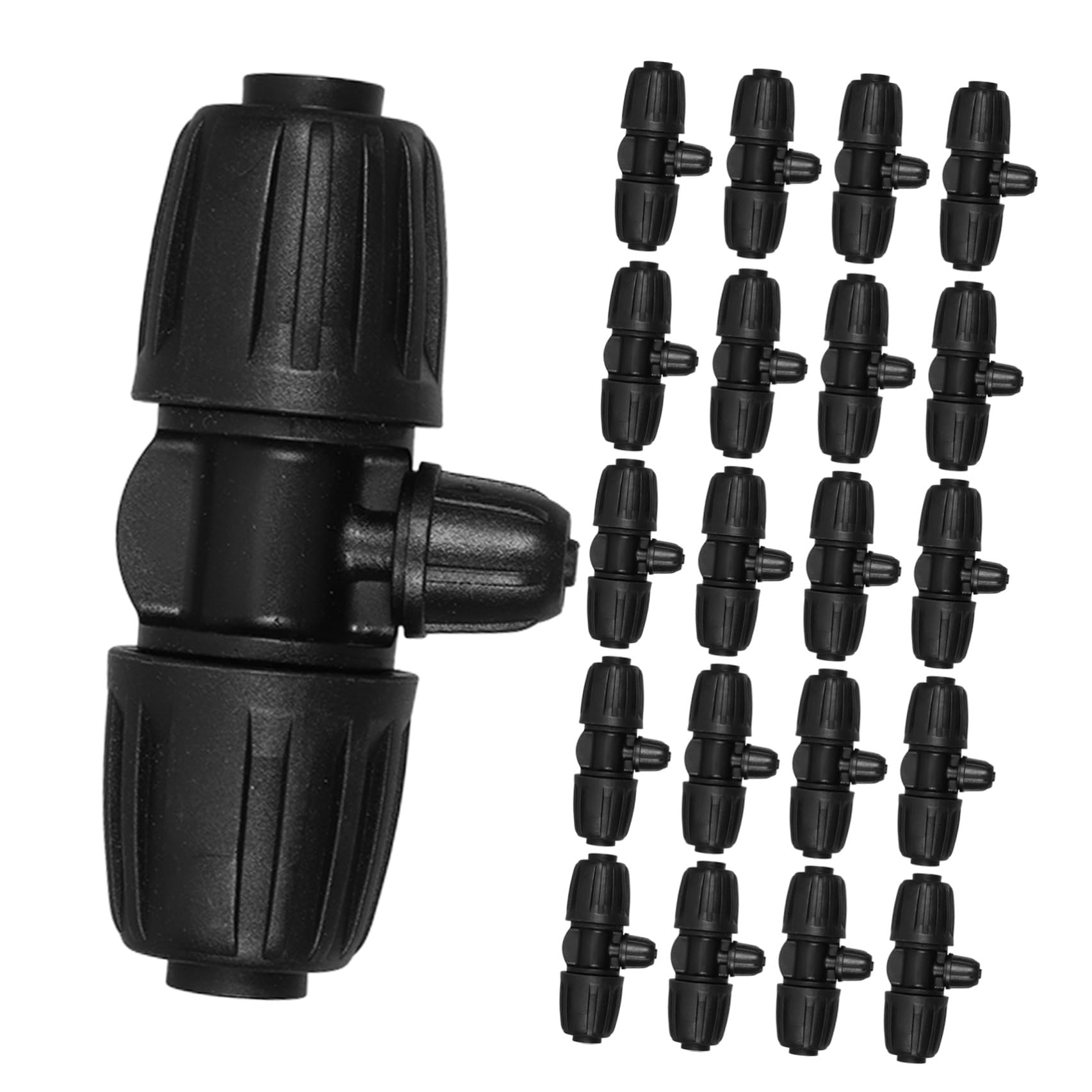 GALPADA 30 Pezzi Connettore per Irrigazione Agricola 3 Vie Design Antigoccia in Pp Nero, Compatibile Tubi da 1/2 a 1/4 Pollici, per Irrigazione da Giardino All'aperto