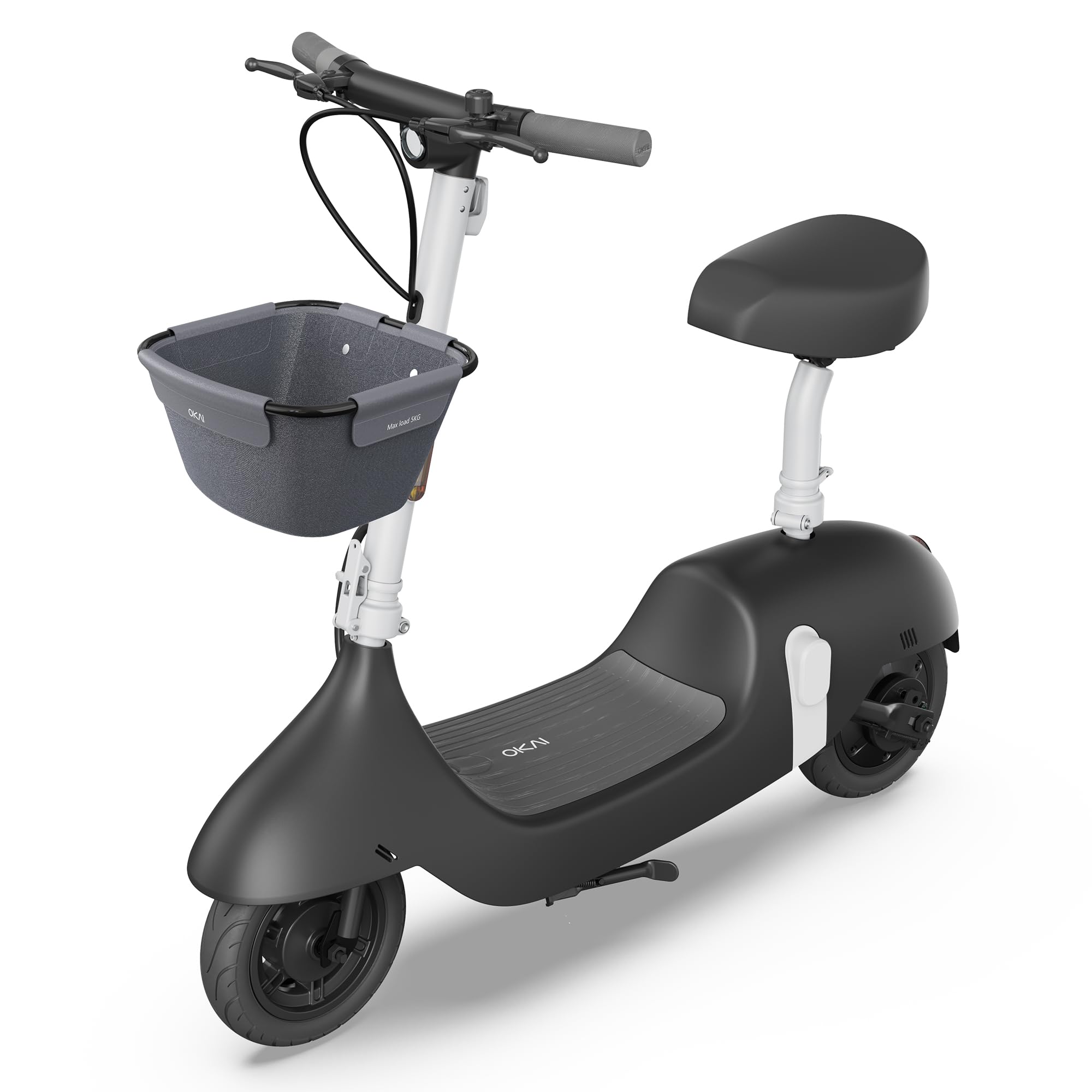 OKAI Ceetle EA10C Pro Electric Scooter for Adults with Seat, 900W Peak Motor, 35 Miles Long Range, 15.5 MPH, Retro Style E-Scooter, 10" Vacuum Tires, Removable Battery, Dual Braking System