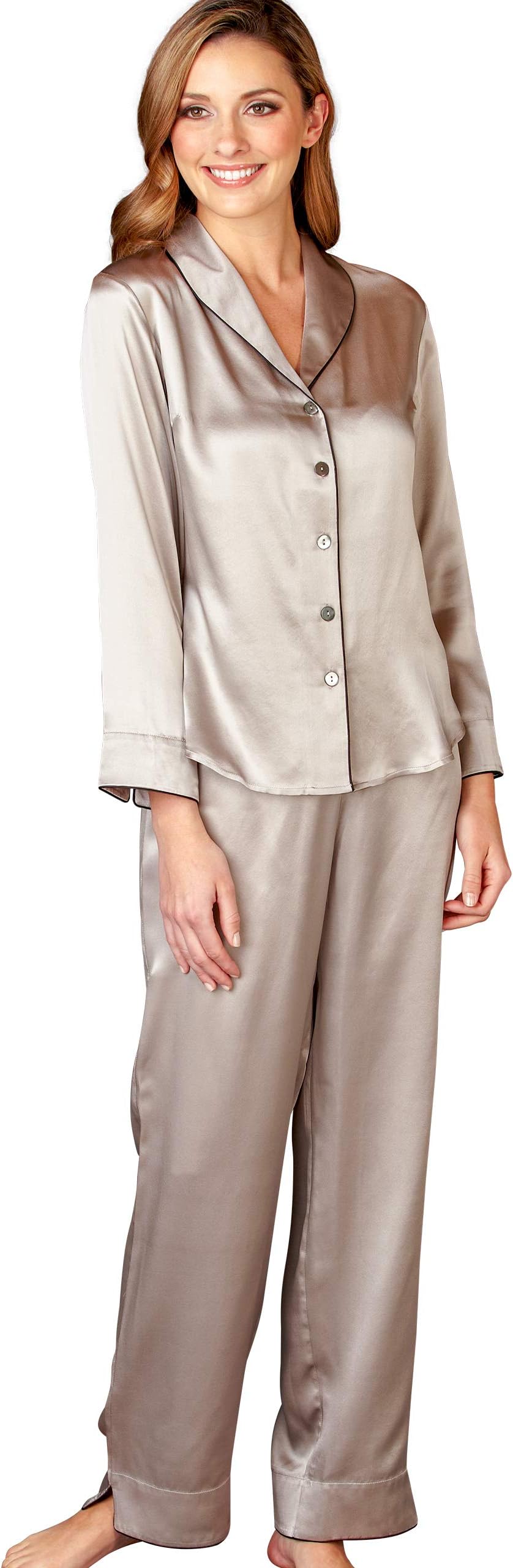 Julianna Rae Women's 100% Mulberry Silk Pajama Set, Relaxed Fit PJs, Natalya Collection