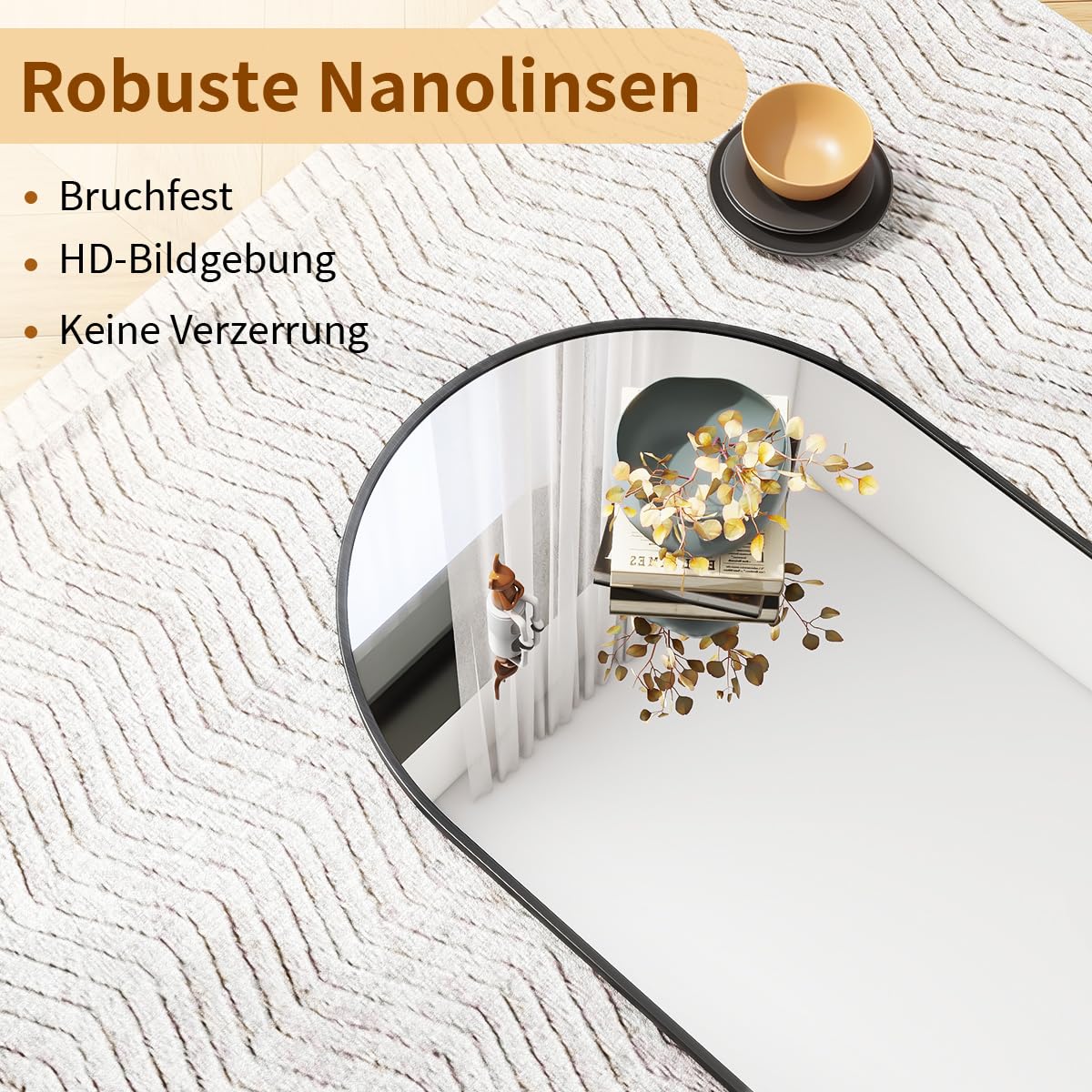 Koonmi Ganzkörperspiegel Bogen 40 x 150 cm Schwarz, Stabiler Rahmen