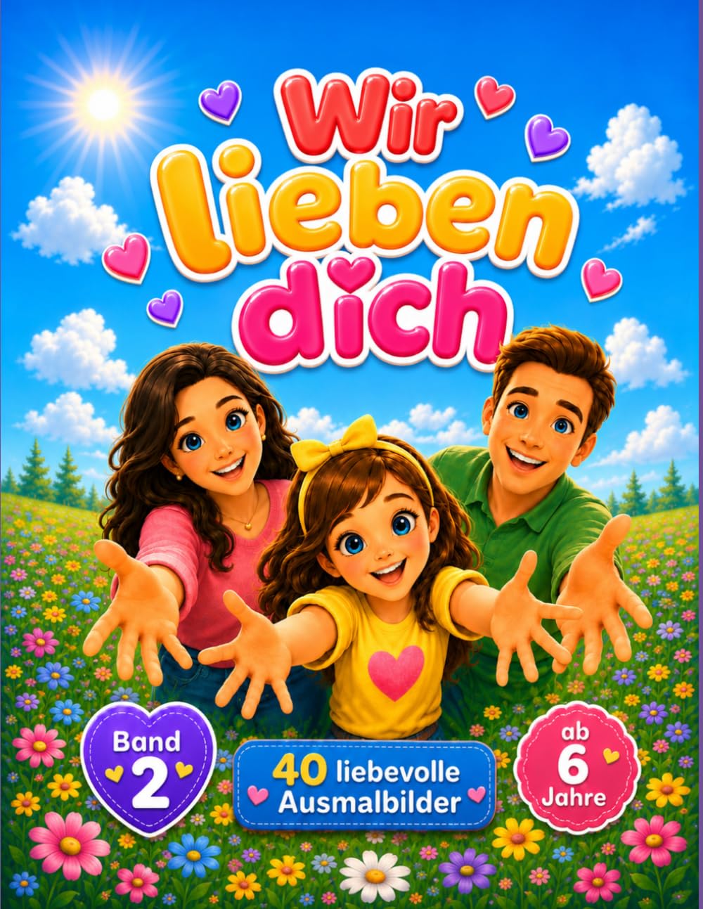 Wir lieben dich: Malbuch ab 6 Jahren - 40 einfache Ausmalbilder voller Gefühl, geliebt zu sein
