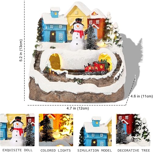 Miniatura 3 de Figuras musicales de resina con 8 muñecos de nieve musicales con muñeco de nieve de Navidad, tren de Navidad, incluye regalo de Navidad