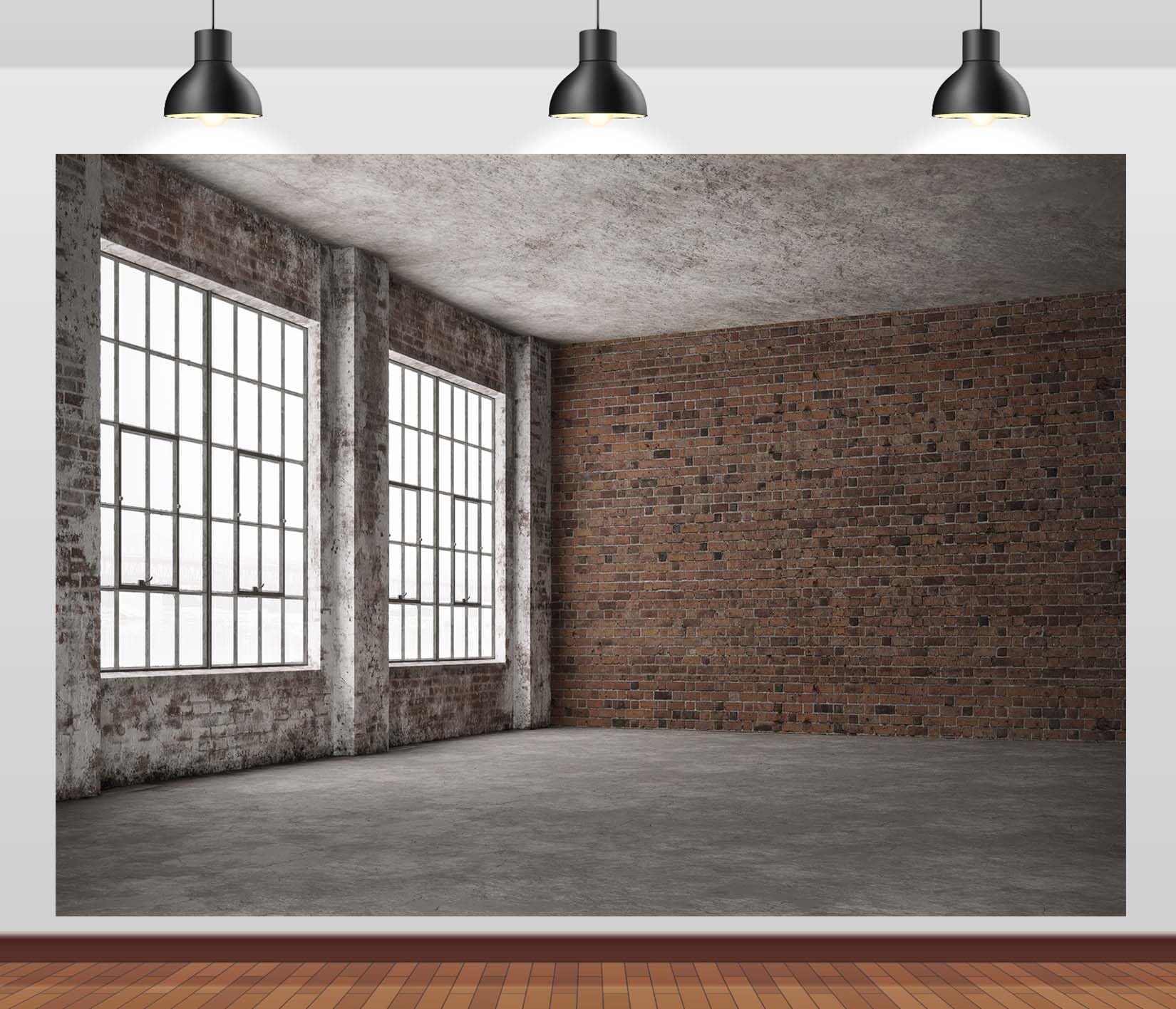 15x8FT (4.6x2.5m) Loft Industriale Vuoto Con Parete Sfondo Fotografico | Ampio Interno Di Studio Urbano Fondale In Tessuto,Due Finestre Industriali,Per Eventi Urbani E Ritratti In Studio,Photo Booth