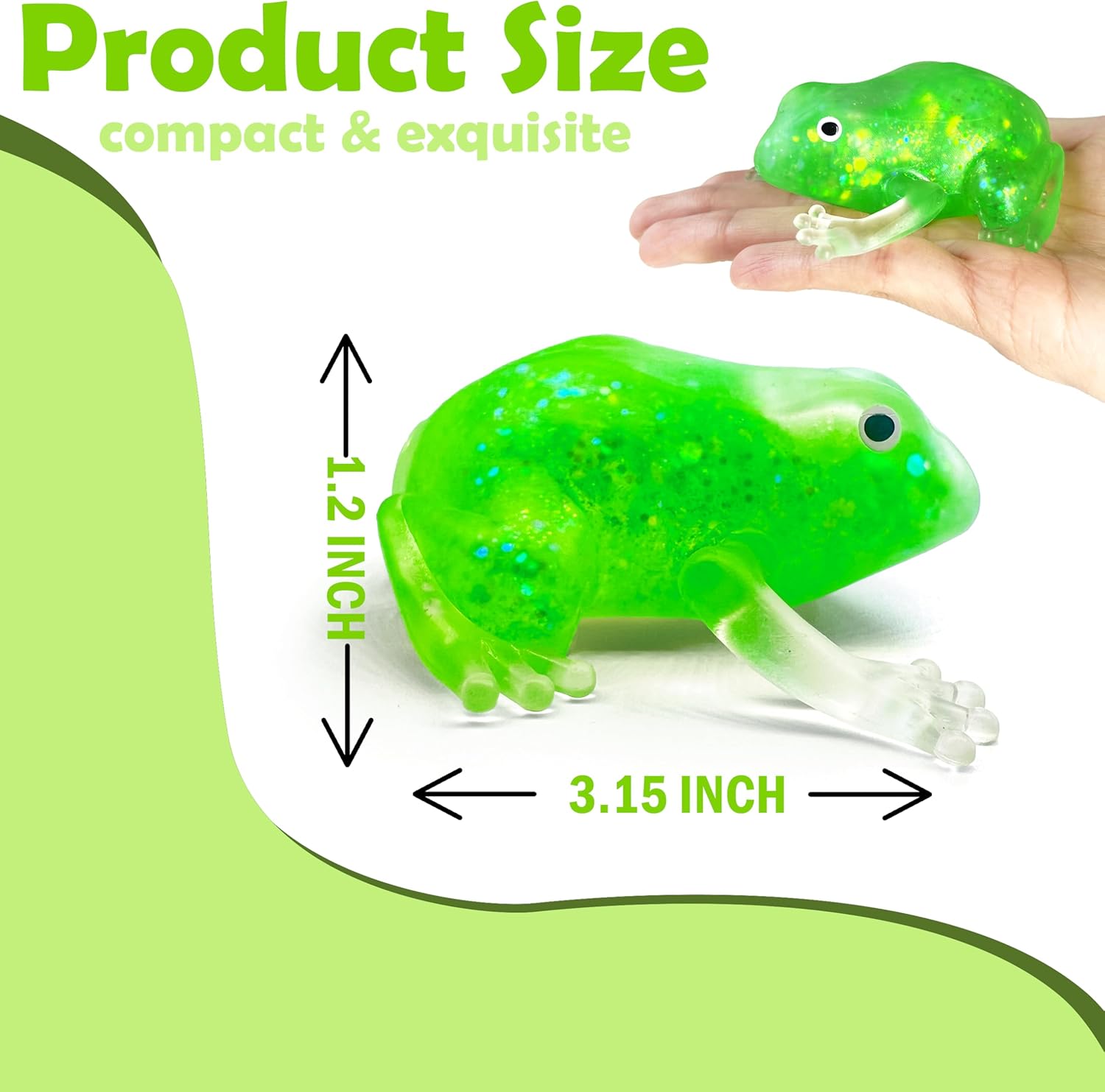 ZTATU 1PCS Glitter Frog Squishy Toys for Kids Stress Balls for Adults, Sensory Fidget Toys Squeeze Sugar Ball, Animal Party Favors Stress Relief Toy for Office, School, Travel, Easter Basket Stuffers - Image 3