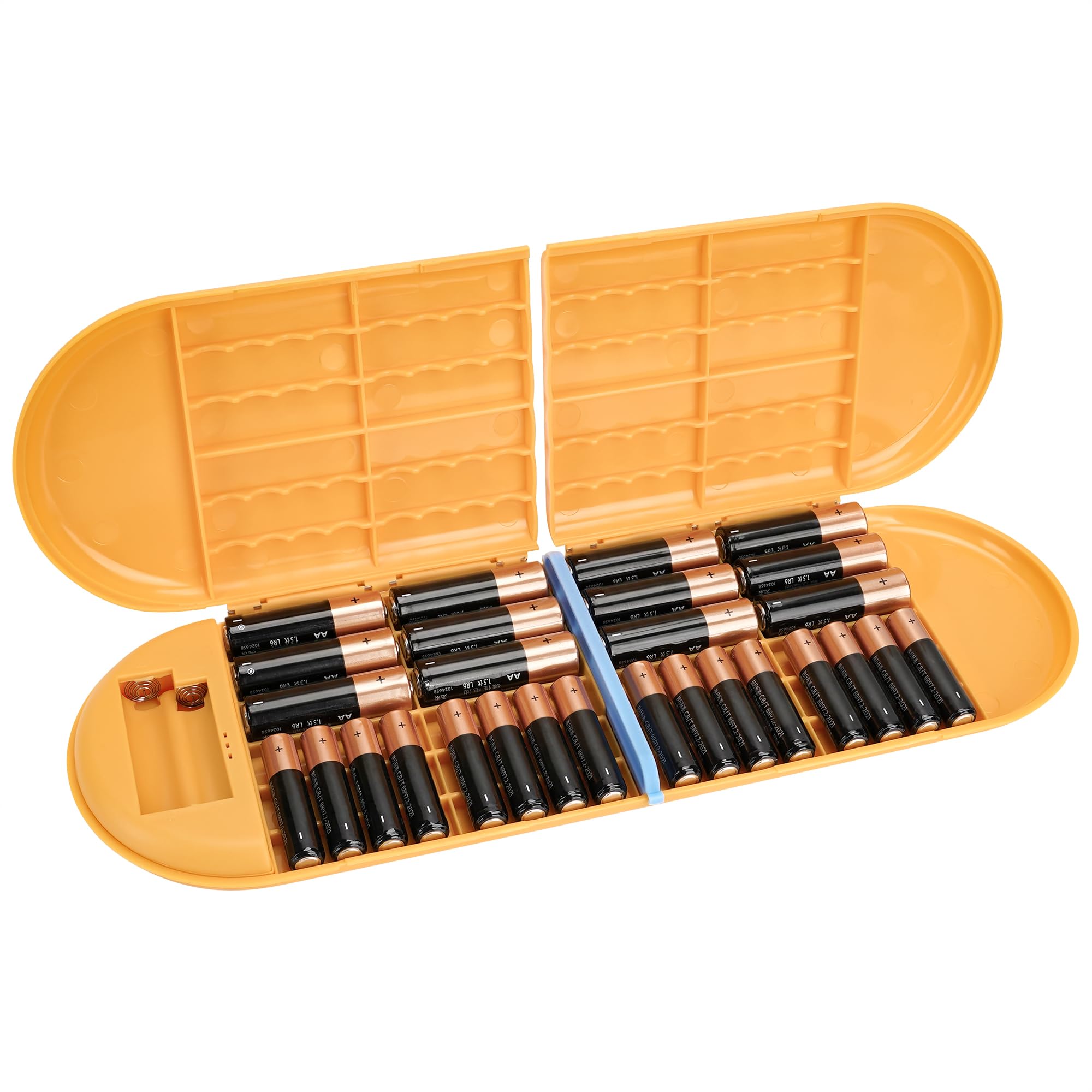 Linkidea Custodia per Batterie con Tester, Organizer Portatile per 12 Batterie AA/AAA, Scatola di Conservazione (Arancione)