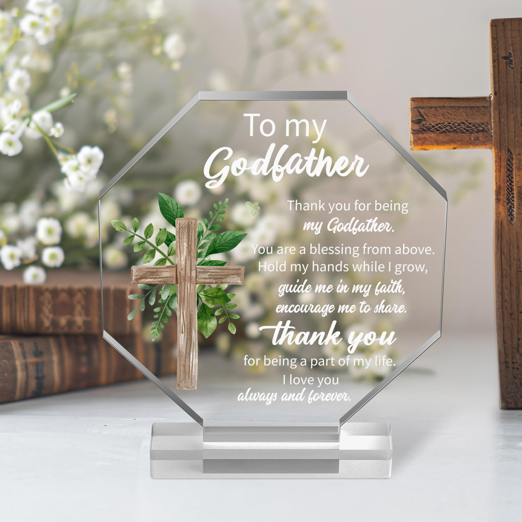Yopyame Acrylic Gift for Godfather - Godfather Gifts from Godchild for Men Thank You for Being My Godfathers Acrylic Plaque Office Table Decor Birthday Christmas Keepsake Paperweight for Godfathers