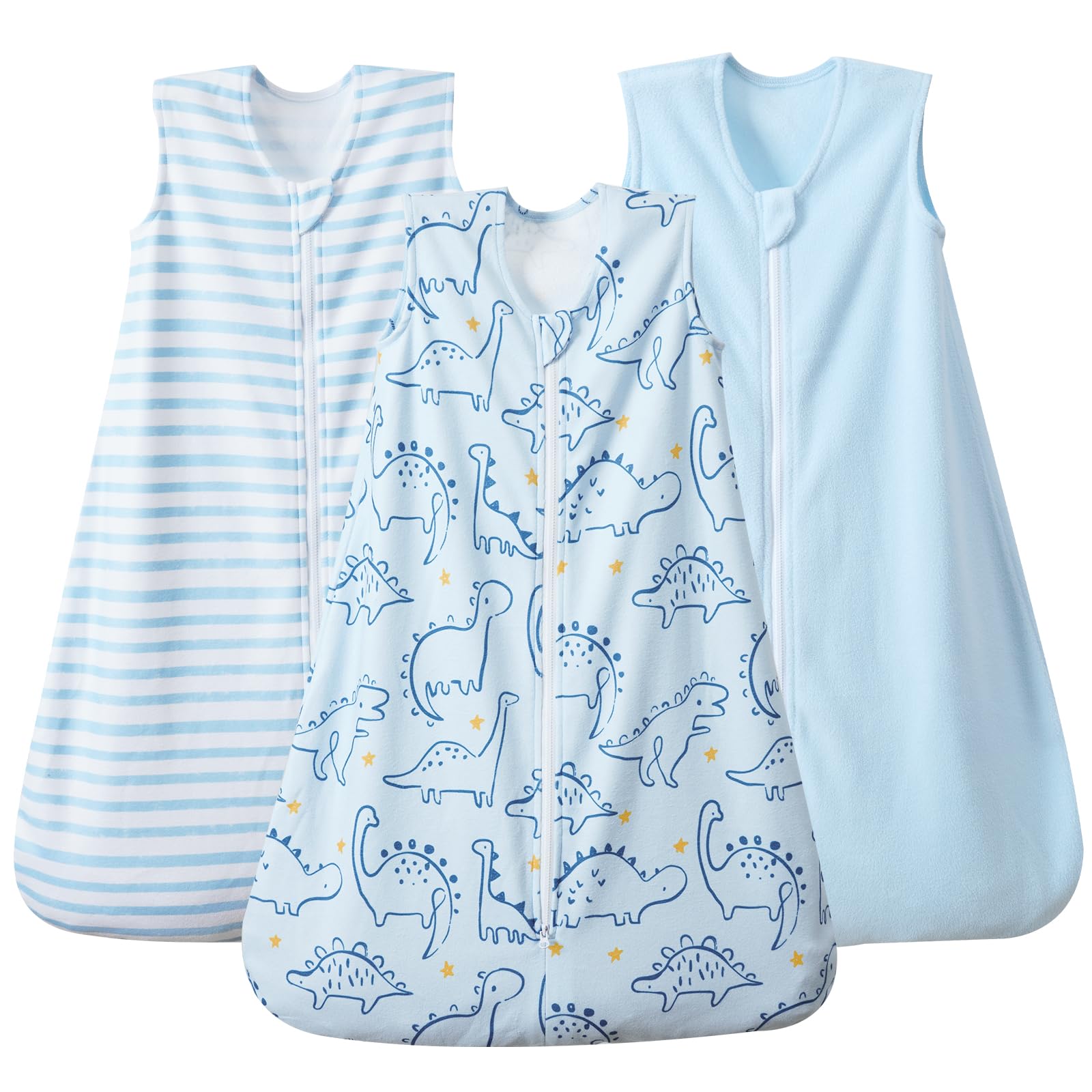 PHF 3 Pack Warm Micro-Fleece Baby Sleep Sack 12-18 Months, Soft Baby Wearable Blanket, 2-Way Zipper Sleeping Bags, Comfy Toddler Sleeping Sack for Boys, Large Size, DinosaurOEKO-TEX STANDARD 100