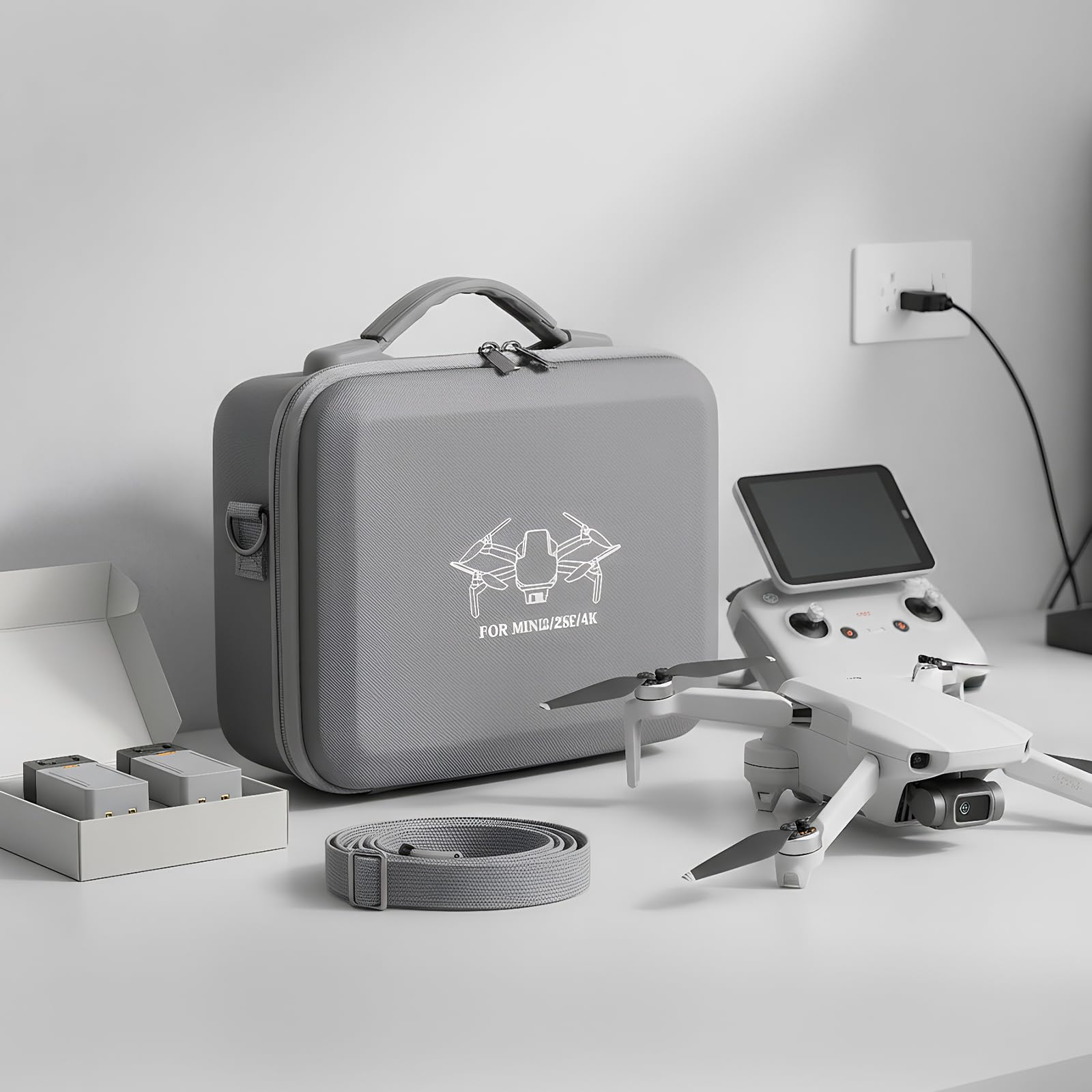Custodia per DJI MINI 4k/Mini 2/ 2 SE, Impermeabile Compatto e portatile Borsa per DJI minis 4k attacco controller e supporti eliche con tracolla e maniglia, Grigio