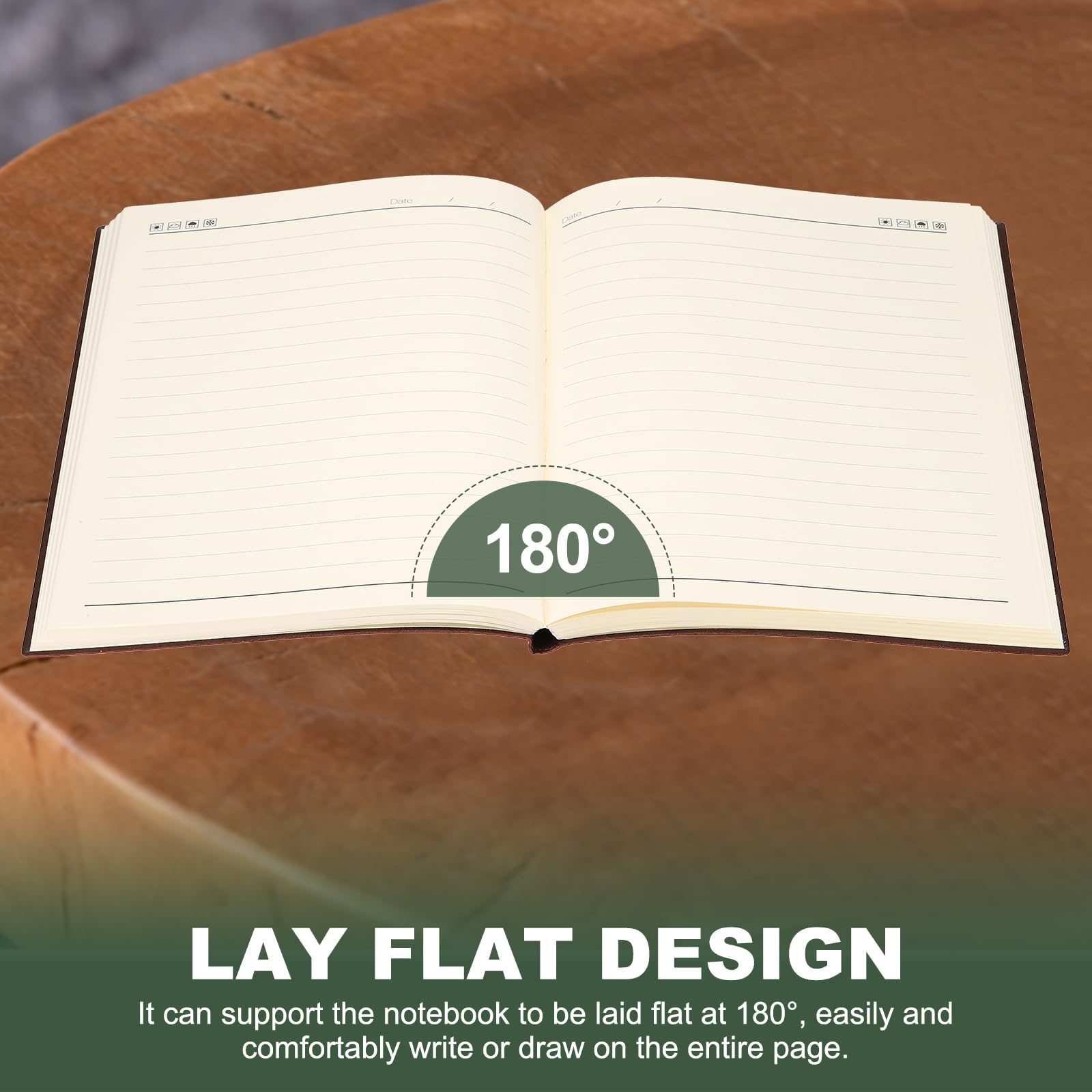 PATIKIL 6.9x9.8 Inch Lined Journal Notebook, B5 240 Pages Classic Soft PU Leather Hardcover Notebook for Writing Work Note Taking Business, Brown - Image 3